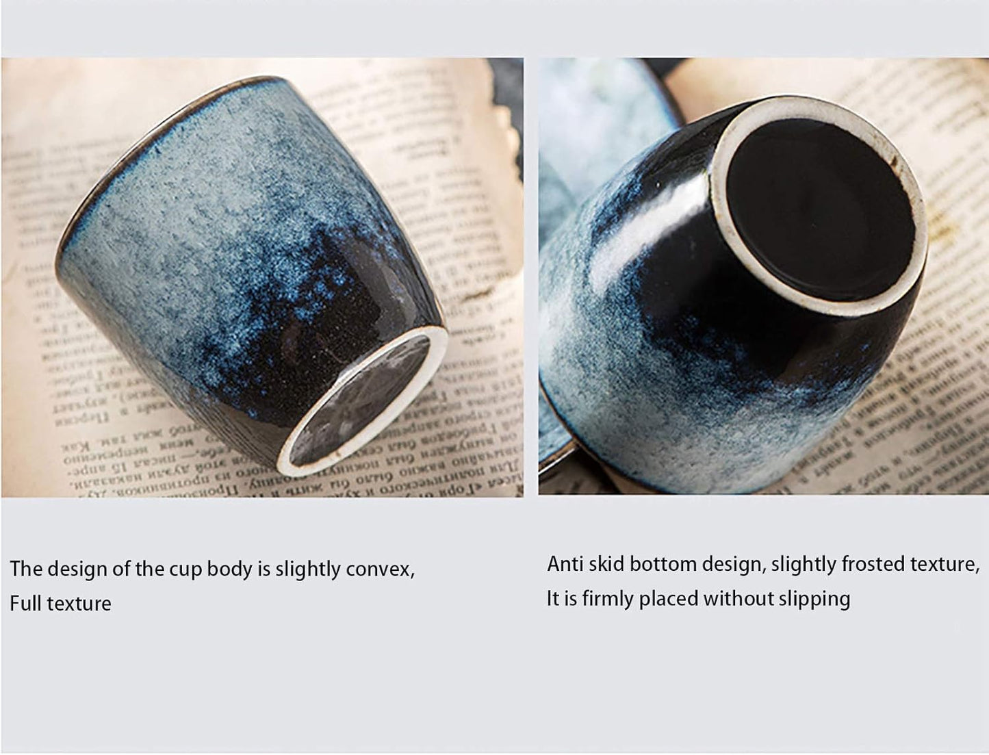 Ceramic Tea Cup, Kung Fu Tea set, Coffee Cup, Yerba Mate Set 4-piece companion cup set (Grey)