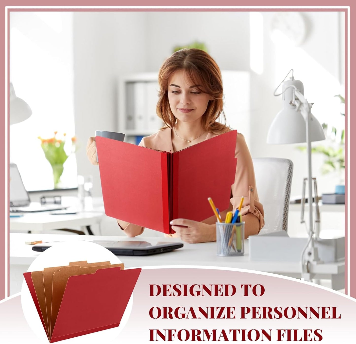 72 Pcs Classification Folders Letter Size, Back to School Supply for Teacher, Student, 3 Dividers Pressboard File Folder Bulk with 2 Fasteners, 3.5 Inch Expanding File Organizer (Red)