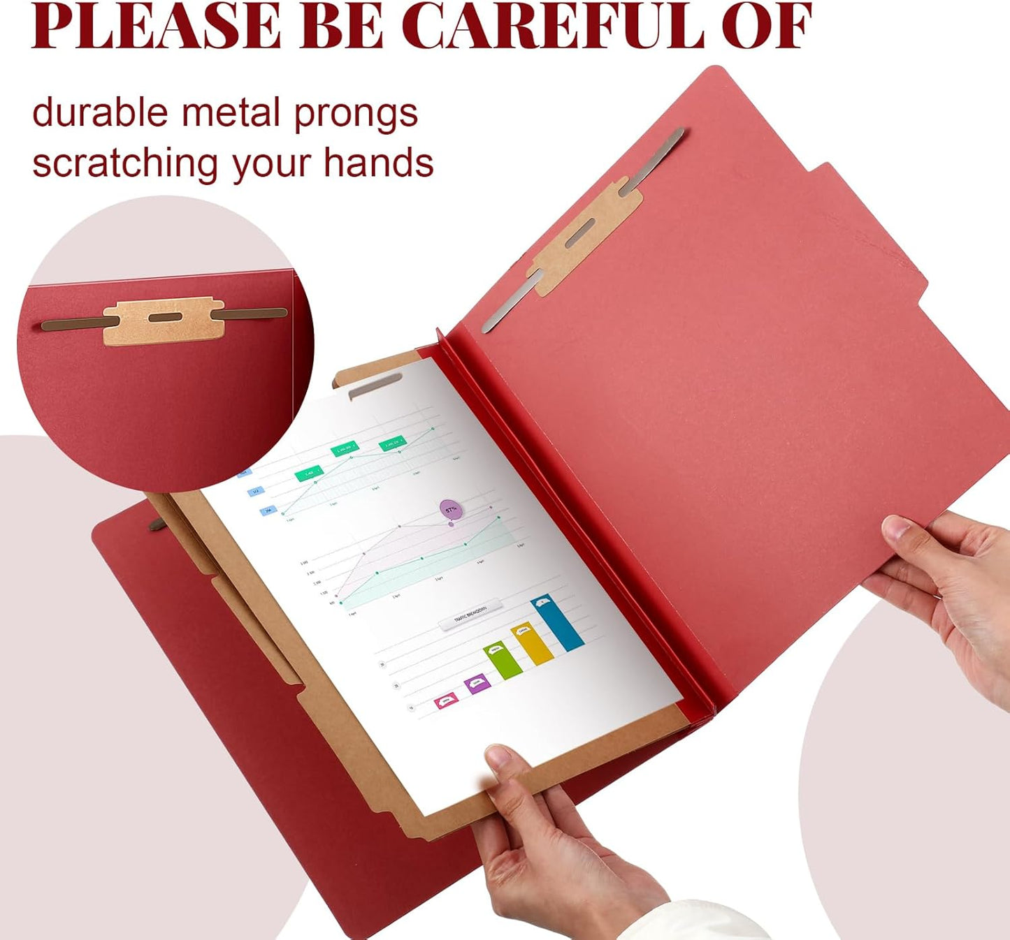 36 Pcs Classification Folders Letter Size, Back to School Supply for Teacher, Student, 3 Dividers Pressboard File Folder Bulk with 2 Fasteners, 3.5 Inch Expanding File Organizer (Red)