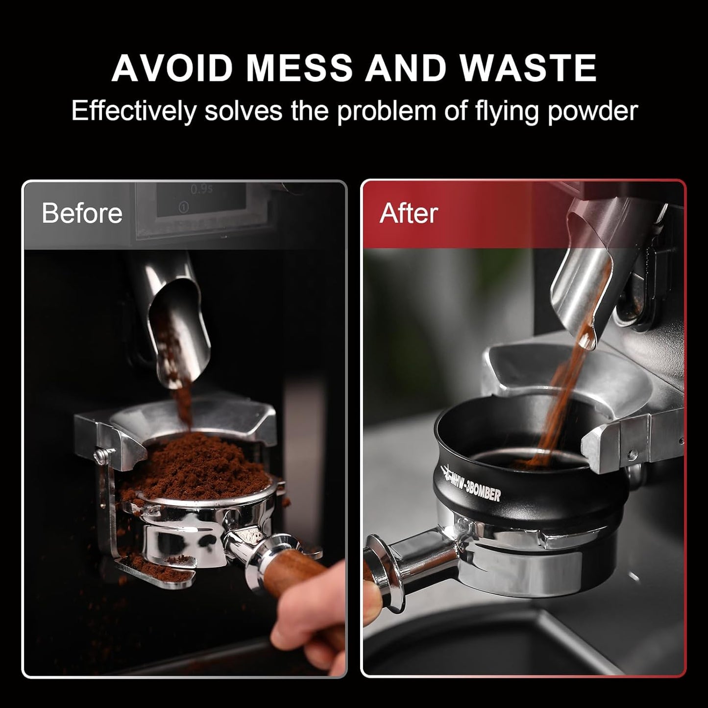 MHW-3BOMBER 58mm Espresso Dosing Funnel Magnetic Coffee Dosing Ring Portafilter Funnel Barista Tools Compatible with 58MM Portafilter DR5546B-OS