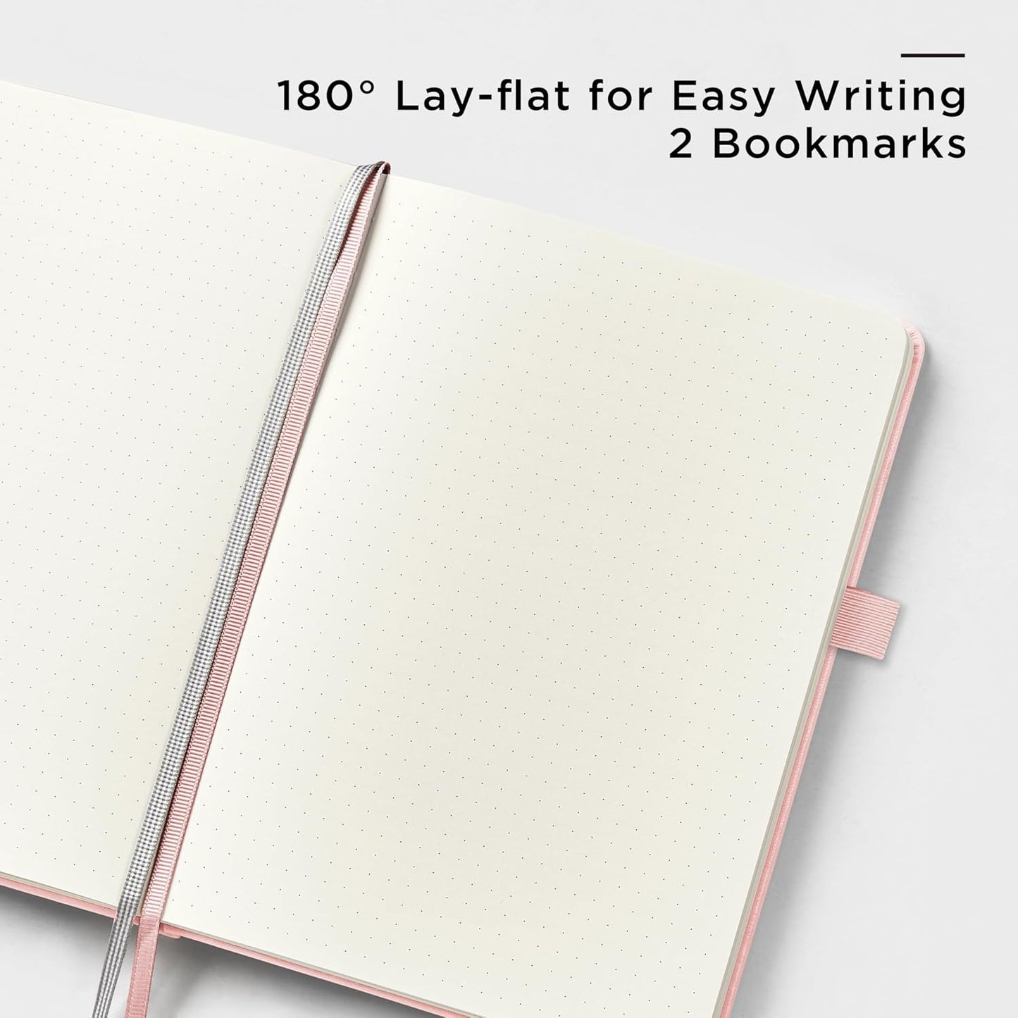 &And Per Se Dotted Journal Notebook, A5 Hardcover Leather Bullet Dotted Journal, 160 Pages 100 gsm Thick Dotted Paper，3 Sheets of Stickers Included - 5.7'' x 8''（Pink）