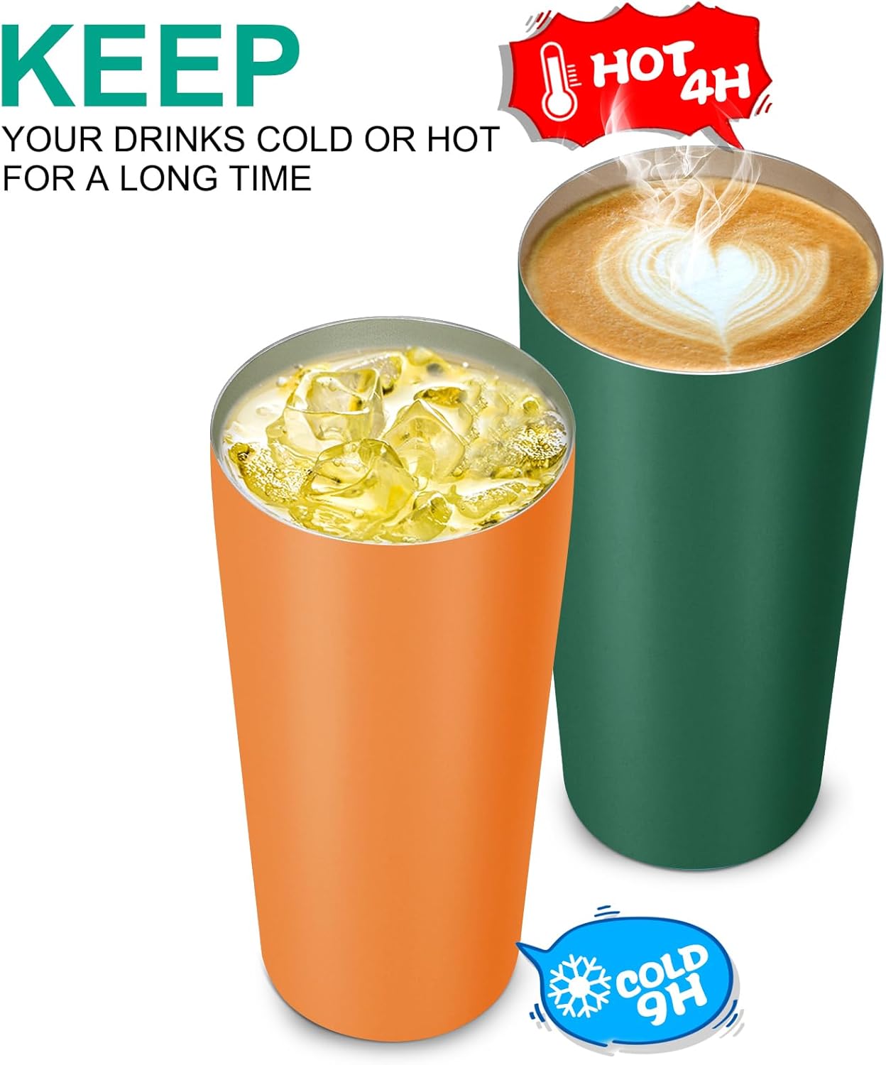 VEGOND 20oz Tumbler Stainless Steel Tumbler with Lid And Straw Vacuum Insulated Double Wall Travel Coffee Mug(orange package 1)