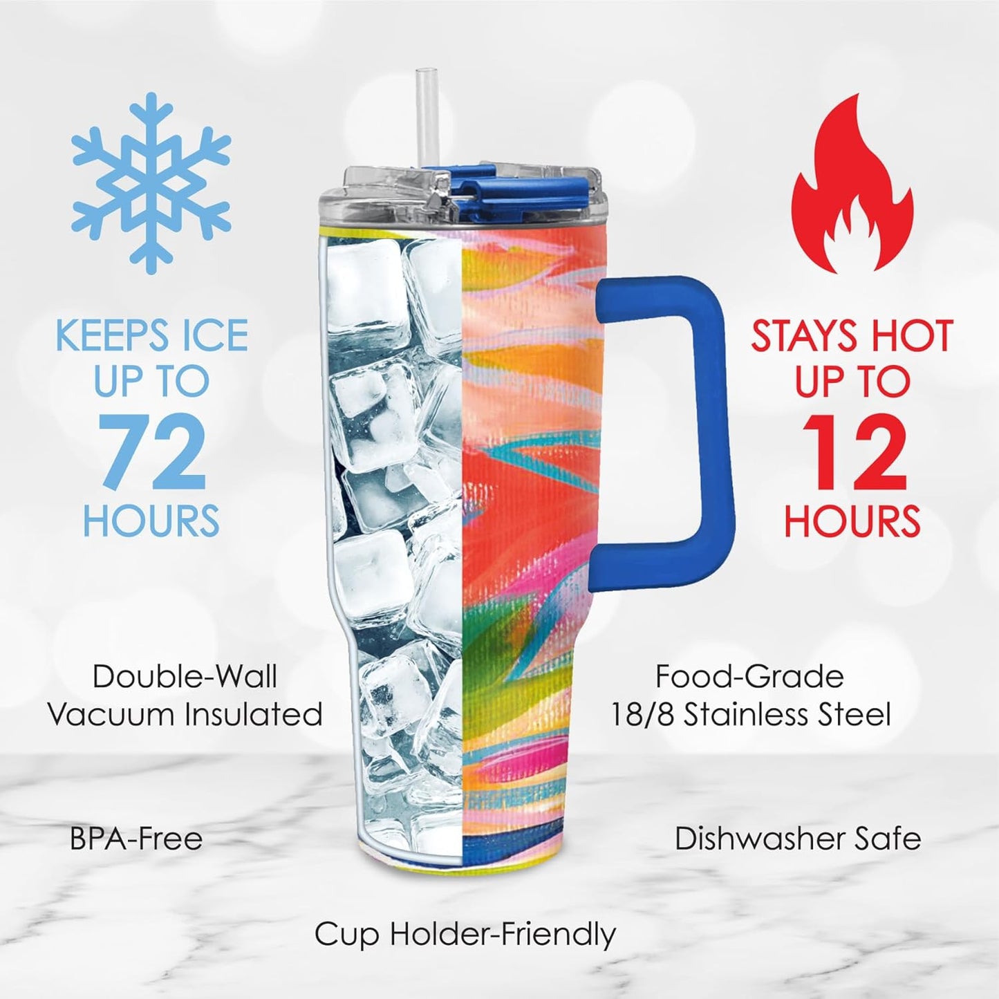 RainCaper 18/8 Stainless Steel Insulated Water Tumbler with Straw | 30oz, BPA-Free, Double Wall for Hot & Cold | Travel-Friendly, Cup Holder Ready (EttaVee Loose Palms)