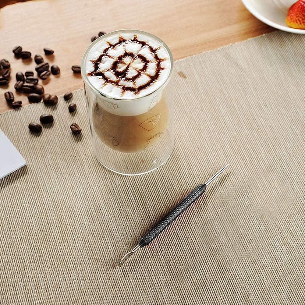 2PCS Latte Art Pen, Stainless Steel Latte Art Tools 2 Ends Coffee Art Pen Latte Pen Coffee Pull Needle Coffee Fancy Stitch Barista Tool Coffee Art Tools for Cappuccino Latte Espresso Decorating