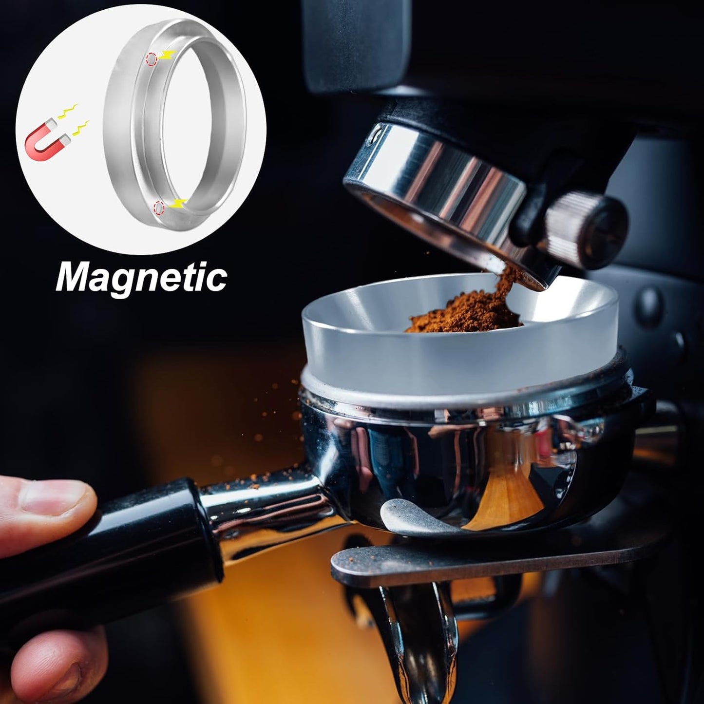 51mm Espresso Accessories Kit, Coffee Espresso Tamper Set, Spring-loaded Tamper, WDT Tool, Dosing Funnel and Silicone Gel Coffee Tamper Mat for Espresso Coffee Machines and 51 mm Portafilters