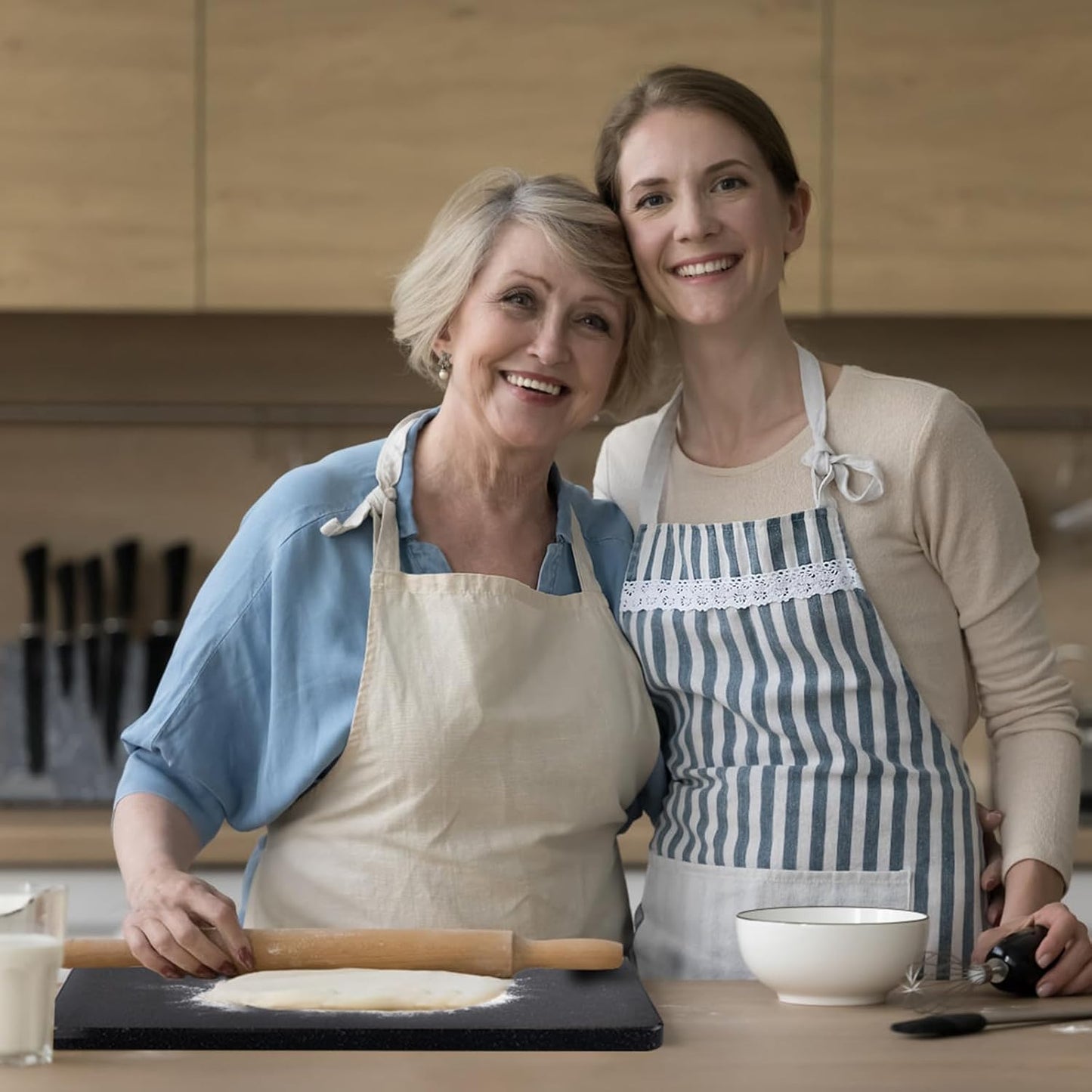 Granite Cutting Board, Marble Slab Pastry Board With Non-Slip Feet For Baking, Cheese, Charcuterie, Chocolate, 16x16 Inch, 1 Piece