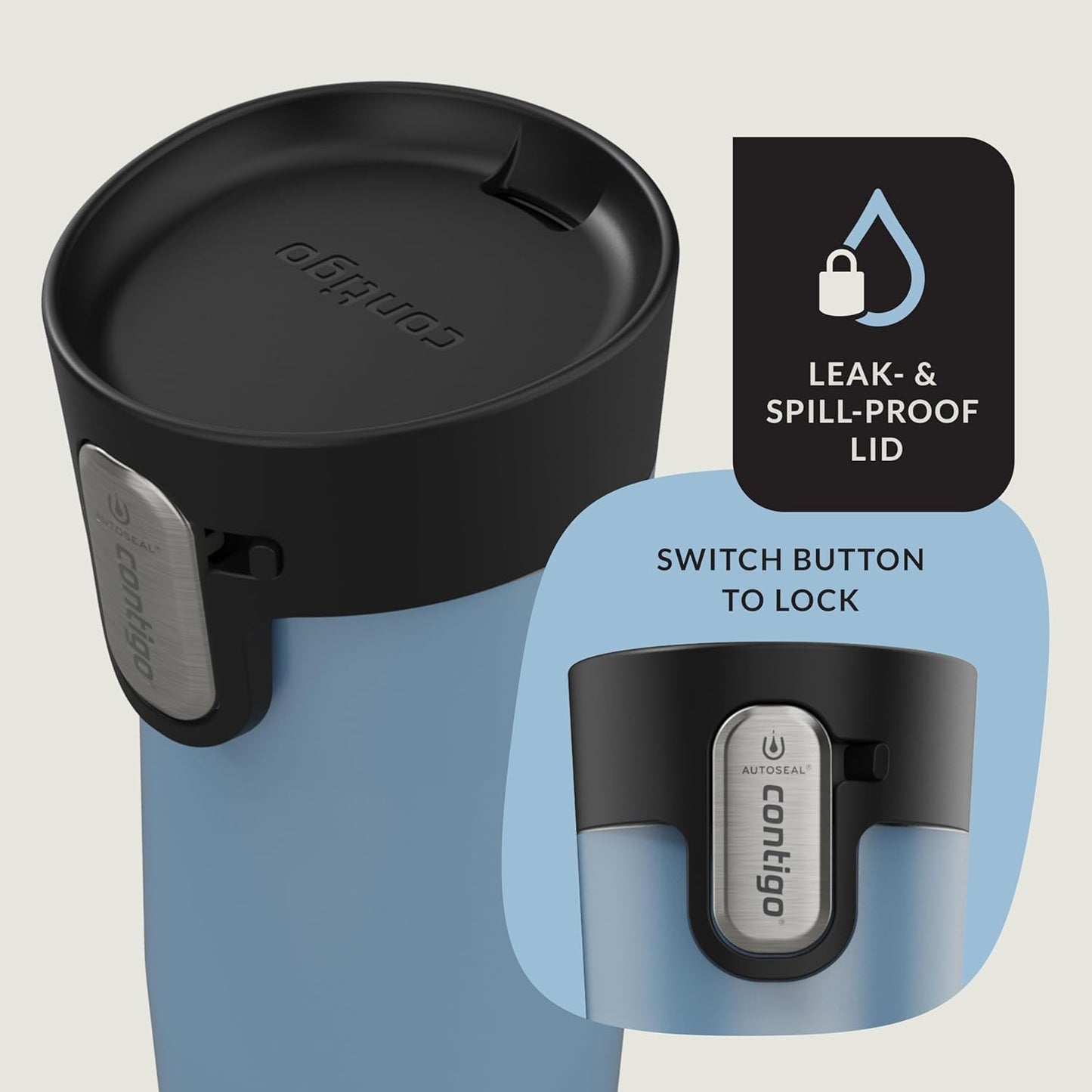 Contigo AUTOSEAL West Loop Vacuum-Insulated Stainless Steel Travel Mug with Easy-Clean Lid, 12oz, Glacier Frosted Pearl