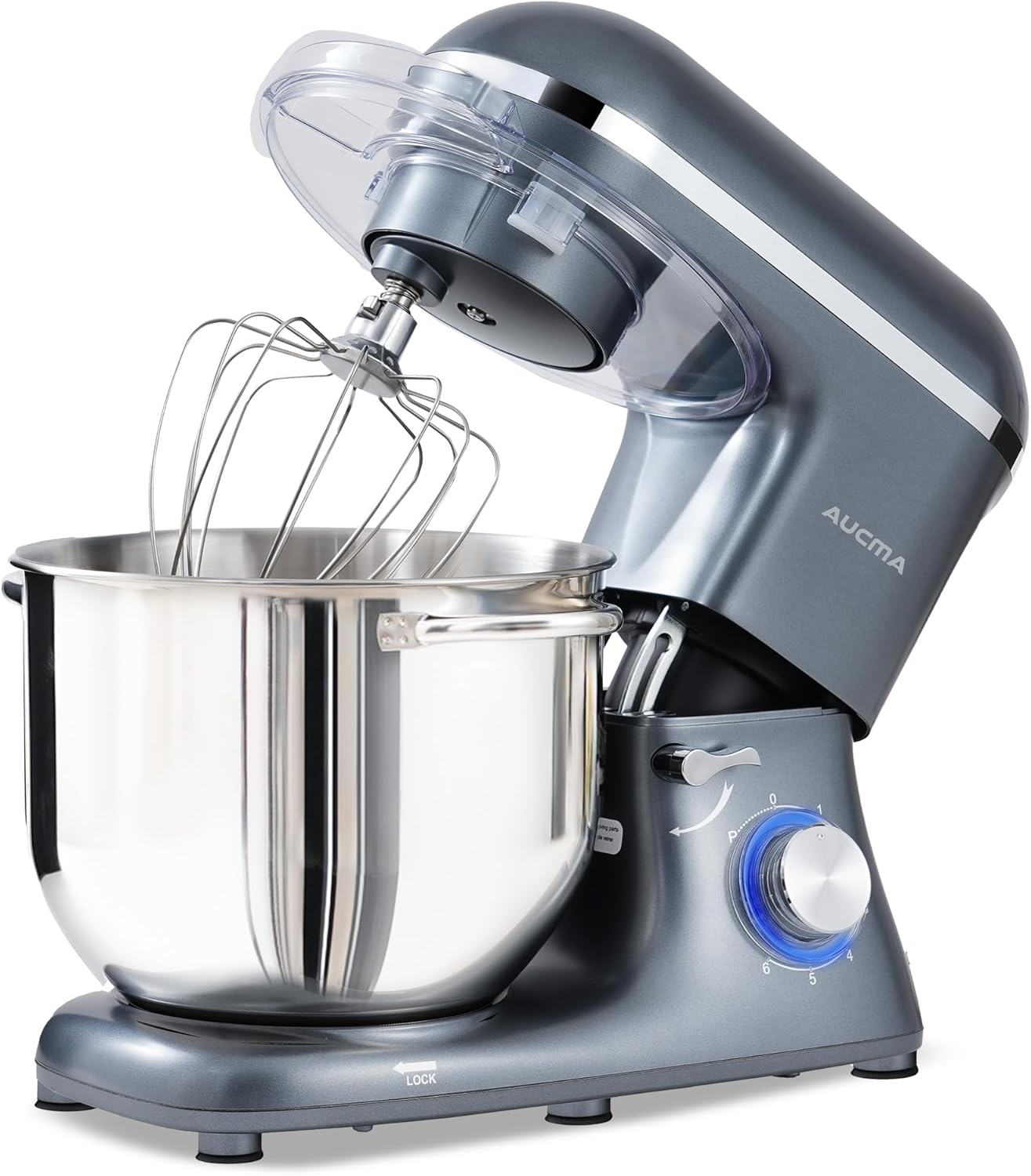 Aucma Stand Mixer, 900W 8QT Large Kitchen Mixer, Kitchen Electric Mixers with Dough Hook, Wire Whip & Beater (Gray, 8QT)