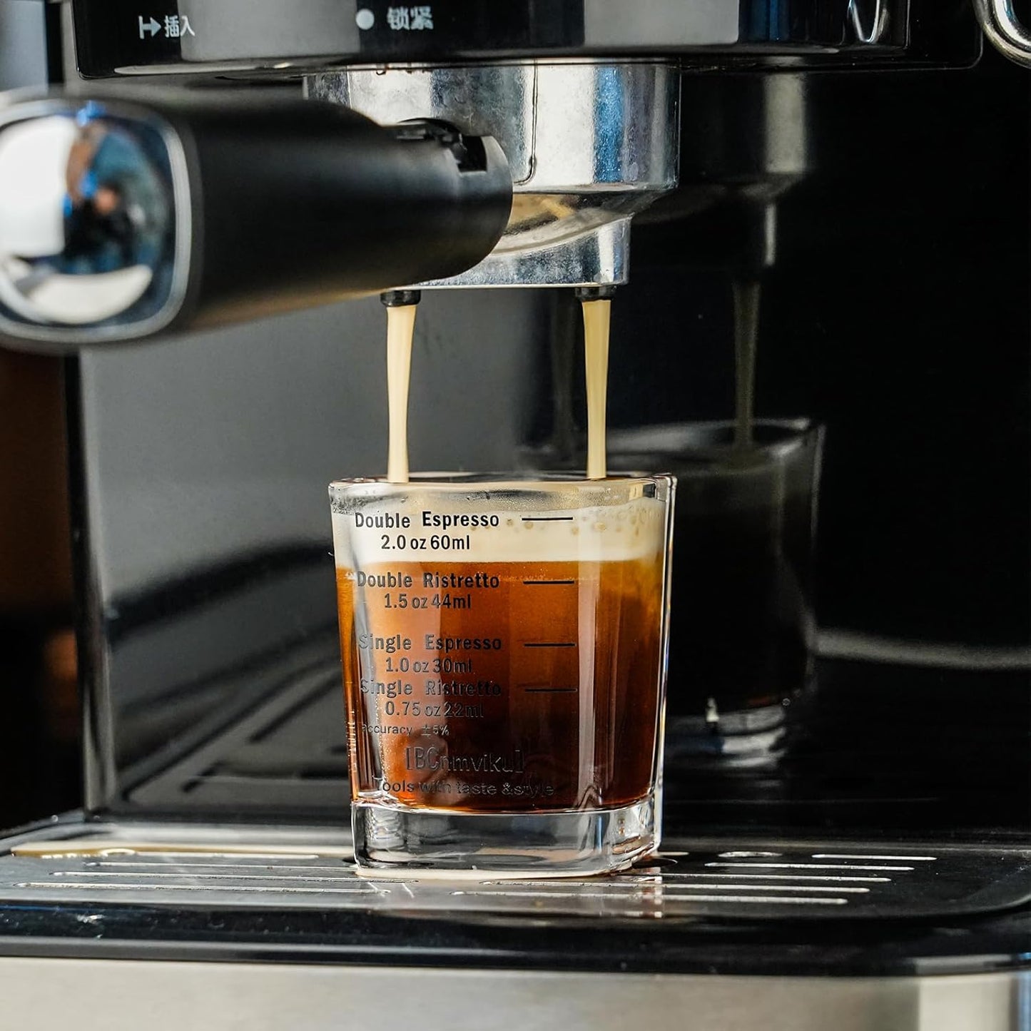 BCnmviku Espresso Shot Glasses Measuring Cup Liquid Heavy Glass for Baristas 2oz for Single Shot of Ristrettos (2 pack)