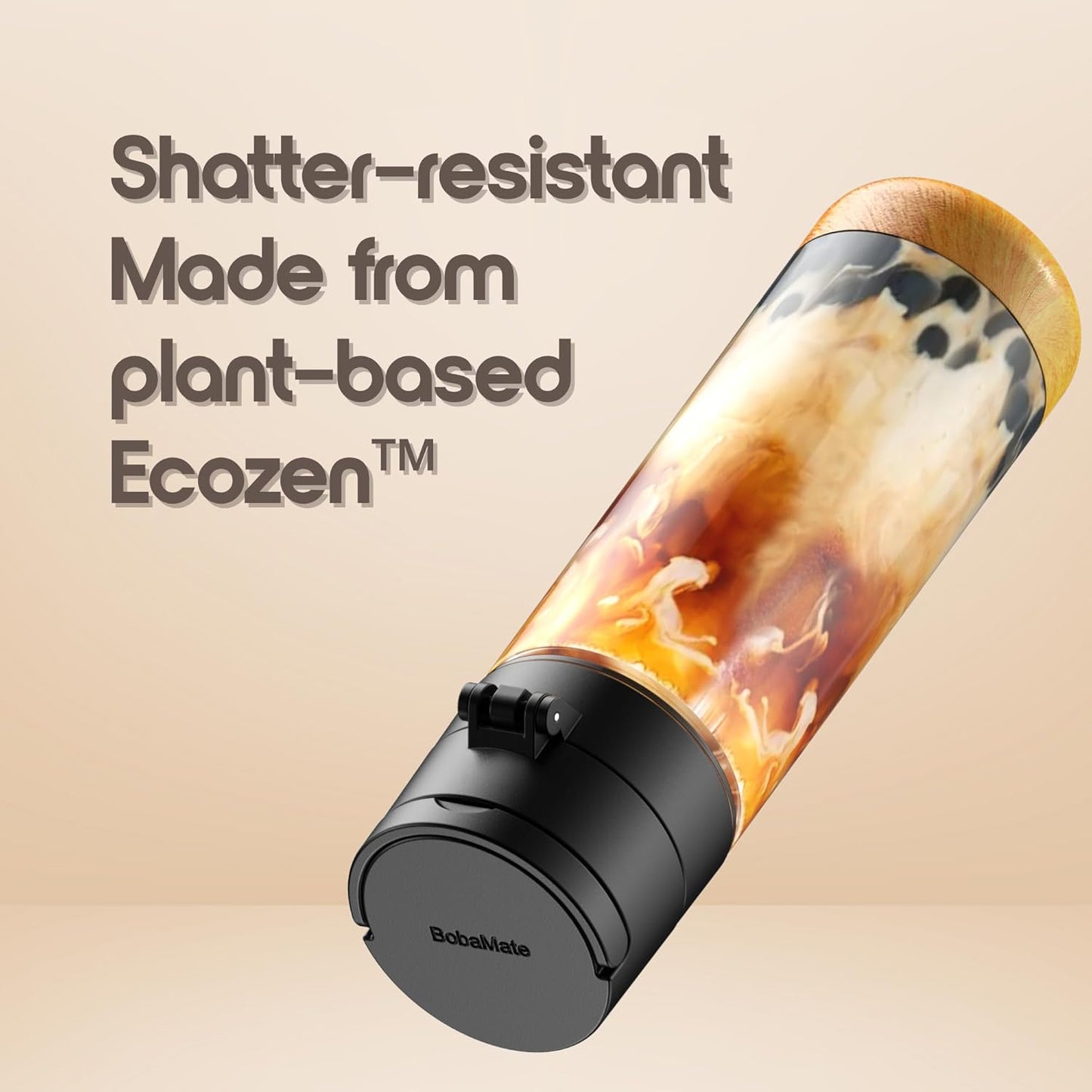 BobaMate® 25 oz Reusable Boba Cup & Tumbler with Lid, Straw, & Handle – Iced Coffee, Smoothie, Iced Matcha Cup – Spill-Proof, Shatter-Resistant, BPA-Free – Ube