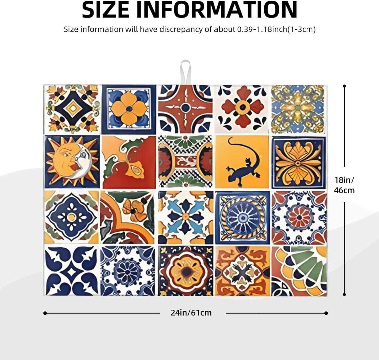 2Pcs Dish Drying Mats Faucet Mats Sets Large Size Coffee Mats Sink Faucet Mat Splash Guard for Kitchen Counter Bathroom Sink Coffee Bar Kitchen Decor (Retro Boho, 18"x24" 15" x 5.5"Set)