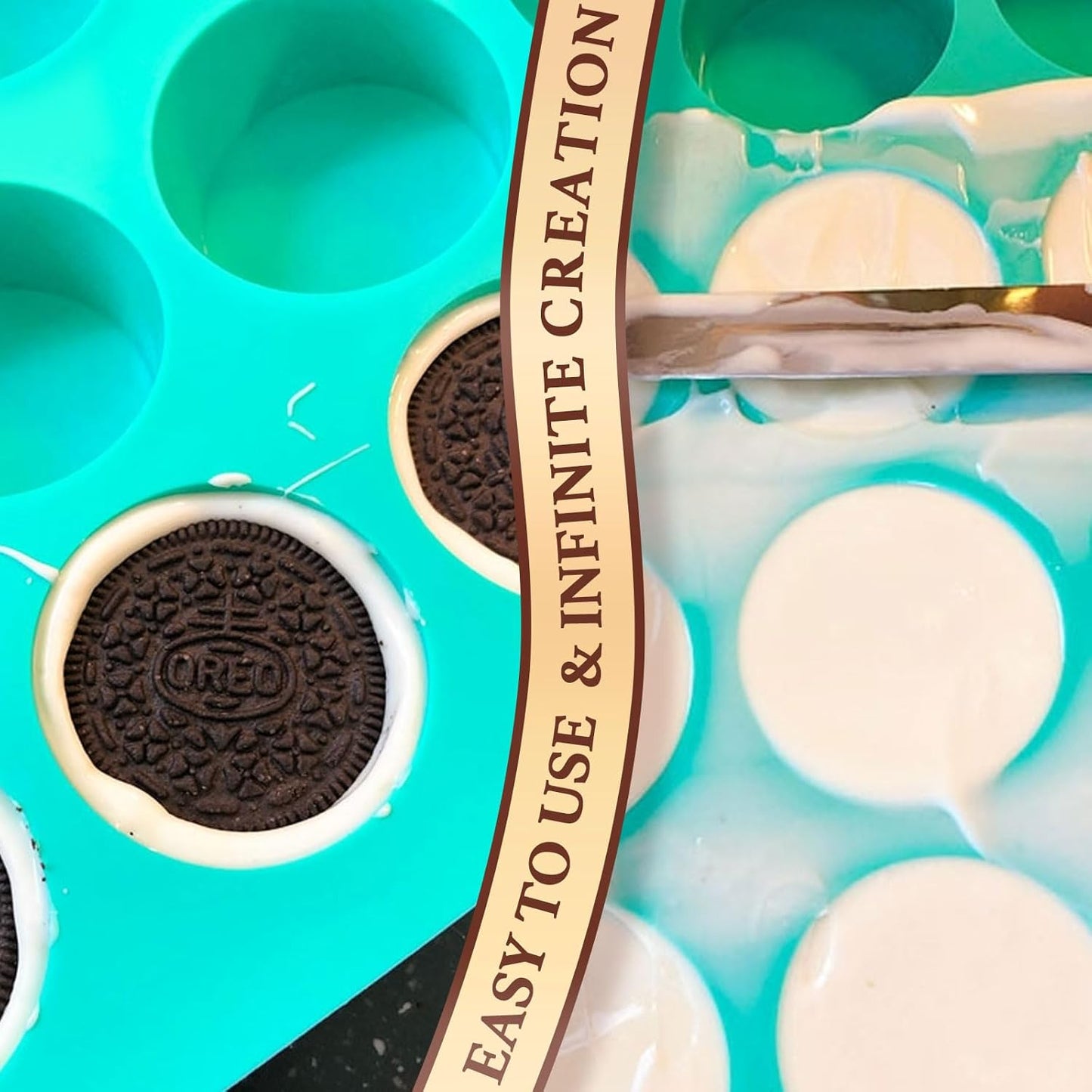 HKNMTT Silicone Round Cookie Mold, 4 PCS Candy Chocolate Moulds, 12-Cavity Cylinder Non-Stick Food Grade BPA Free Moulds for Making Handmade Soap Mini Cake Jelly Brownie Pudding Jello