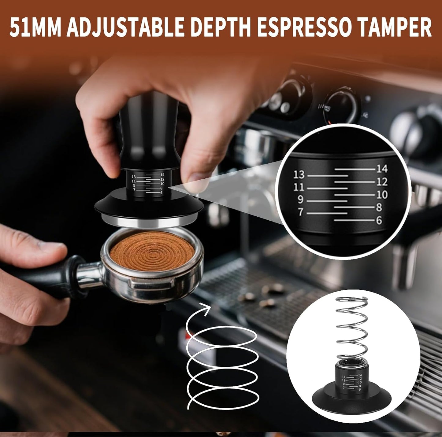 23Pcs Espresso Accessories, 51mm Coffee Espresso Tamper Kit, Espresso Machine Accessories Set, with Espress Stirrer | 350ml Milk Pitcher | Coffee Powder Dispenser | Latte Art Kit for Espresso Machine
