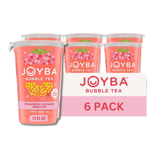 Joyba Bubble Tea Strawberry Lemonade Green Tea, 6 Pack, 12 fl. oz. Cups
