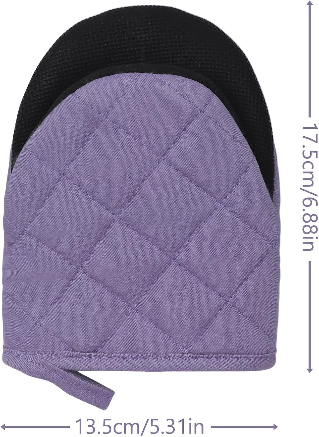 1 Pair Short Oven Mitts, Heat Resistant Silicone Kitchen Mini Oven Mitts for 500 Degrees, Non-Slip Grip Surfaces and Hanging Loop Gloves, Baking Grilling Barbecue Microwave Machine Washable