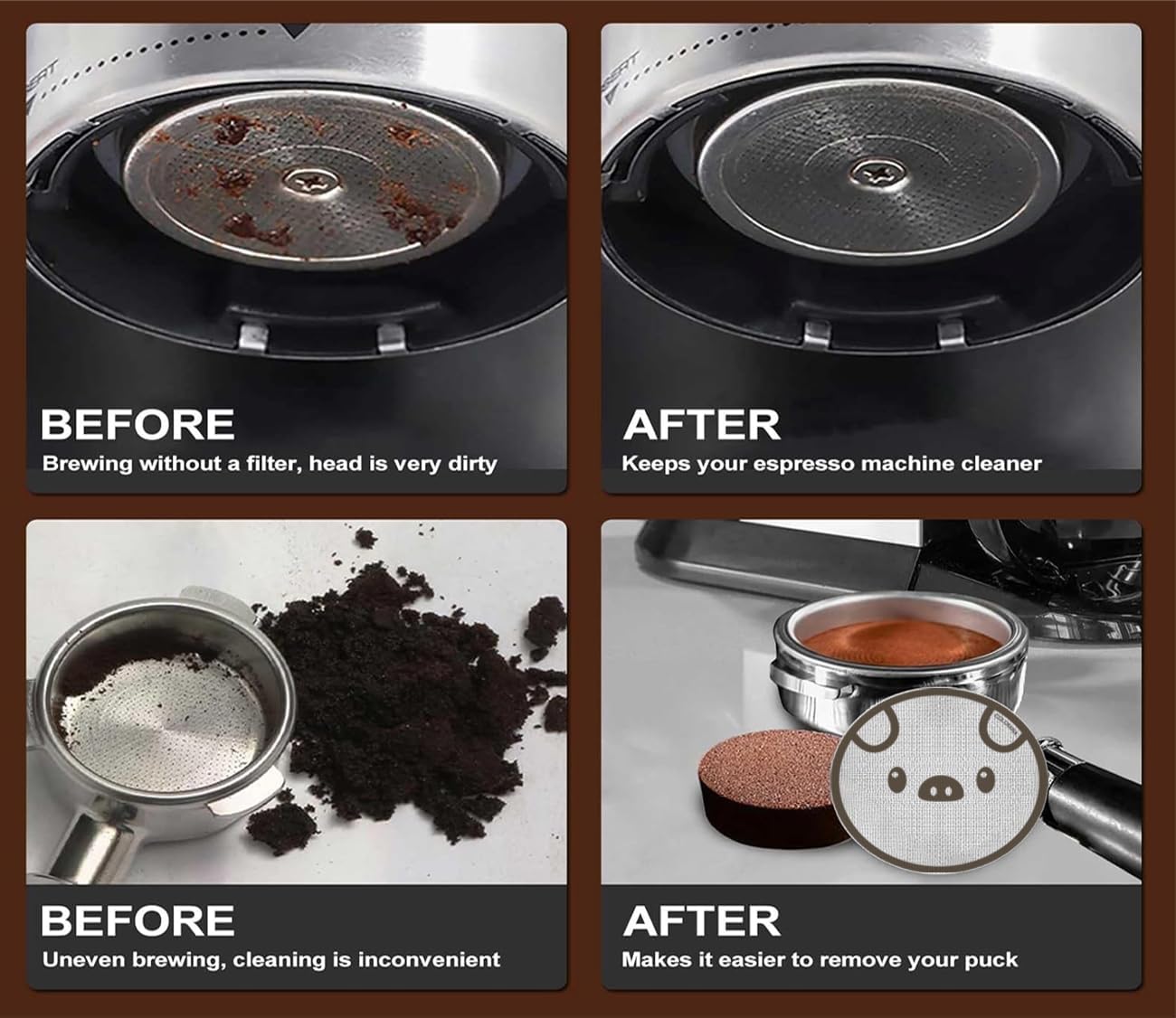 53.5mm Espresso Puck Screen, Lower Shower Screen, Metal Coffee Reusable Filter for 54mm Espresso Portafilter Basket, 1.7 Thickness(Panda)