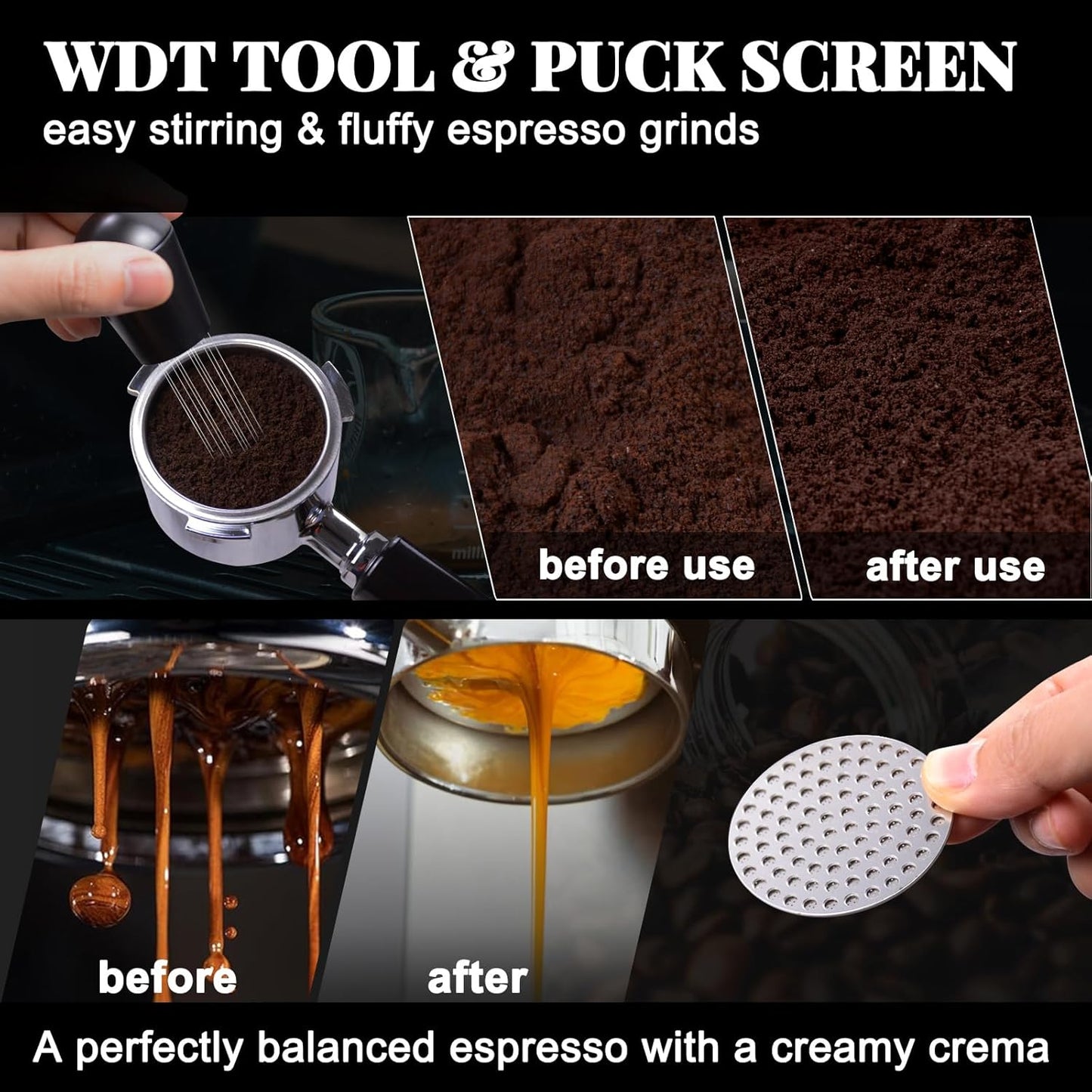 Espresso Accessories Kit 51mm, Coffee Tamper Set with Espresso Tamper, WDT Tool, Espresso Tamper Mat, Espresso Dosing Funnel, Puck Screen, Espresso Tools for 51mm Coffee Machine Accessories