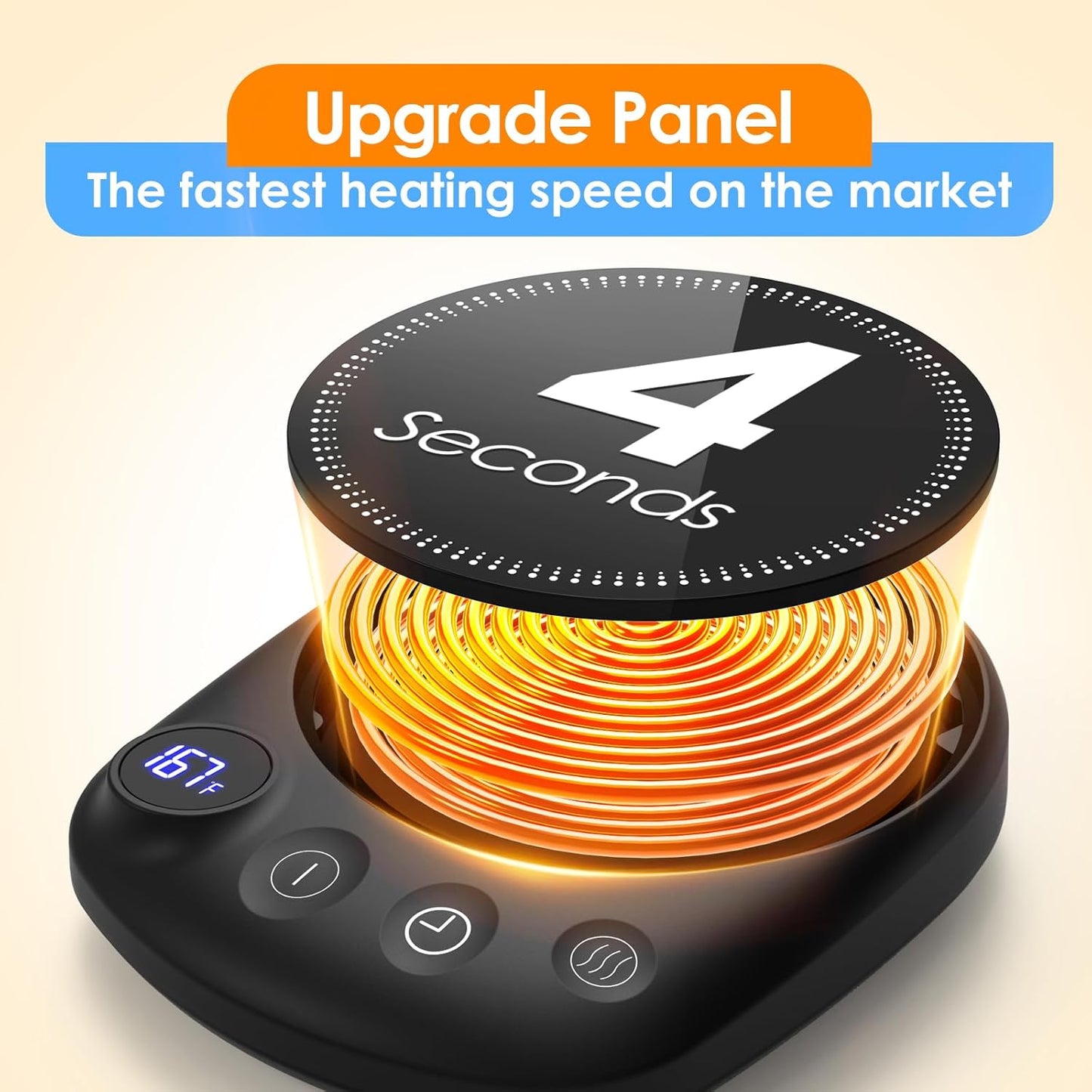 Coffee Mug Warmer - Fastest Heating & Highest Temperature, Coffee Cup Warmer for Desk Auto Shut Off, 4 Temp Settings & 1-12H Timer, Smart Electric Beverage Warmer for Coffee, Tea (Black)