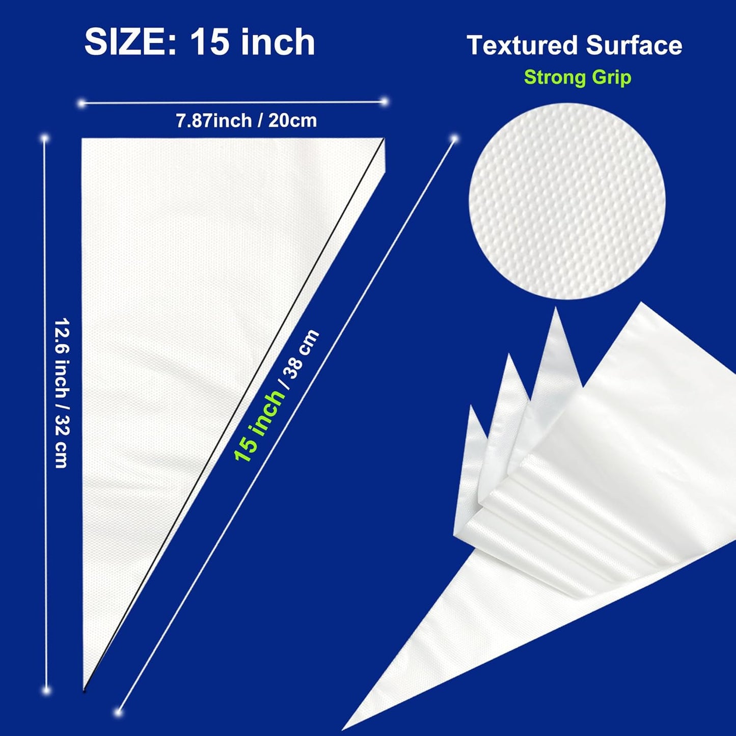 15 inch Pastry Piping Bags Disposable, AMBESTAR 200 Pcs Anti Burst Icing Bags for Frosting Decorating Cake Cupcake Cookie Decoration, Dessert Decorating & Pastry Bags, Practical Kitchen Tools