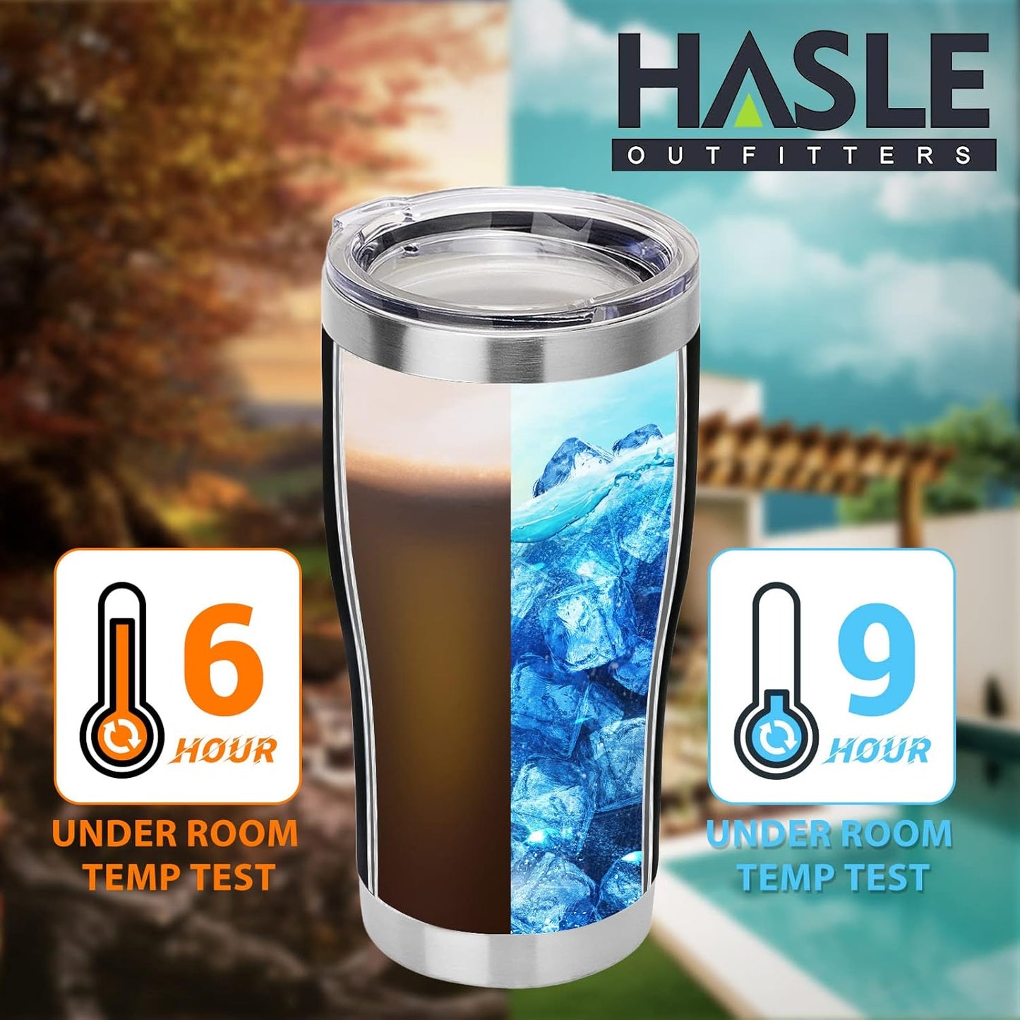 HASLE OUTFITTERS 20 oz Tumbler Bulk, Stainless Steel Tumblers with Lid, Vacuum Insulated Tumbler, Double Wall Tumbler Cup, coffee mugs, Black, 6 Pack