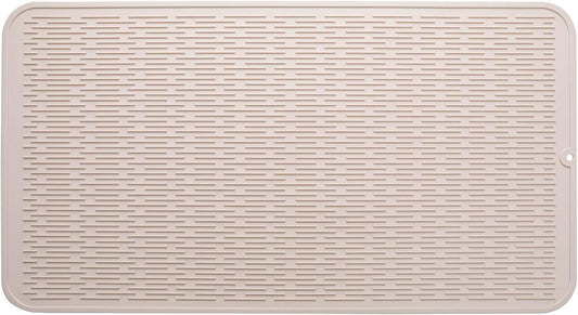 Silicone Dish Drying Mat for Multiple Usage,Easy clean,Eco-friendly,Heat-resistant Silicone Mat for Kitchen Counter or Sink,Refrigerator or Drawer Liner Tapioca 4XL 32 inches x 18 inches