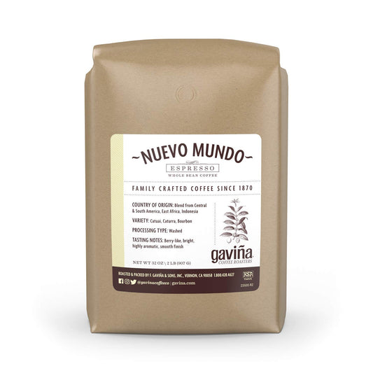 Gaviña Nuevo Mundo Espresso Whole Bean, 100% Arabica Coffee, 32 oz Bag