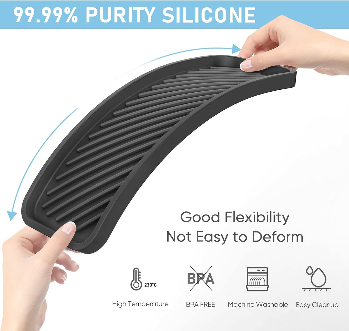 EG-SIPRO Kitchen Sink Organizer Tray,Sponge Holder for Kitchen Sink Bathroom Counter Tray Sponge Caddy Silicone Soap Holder for Soap dispenser, Bottle, Dishwashing Accessories(2-pack)