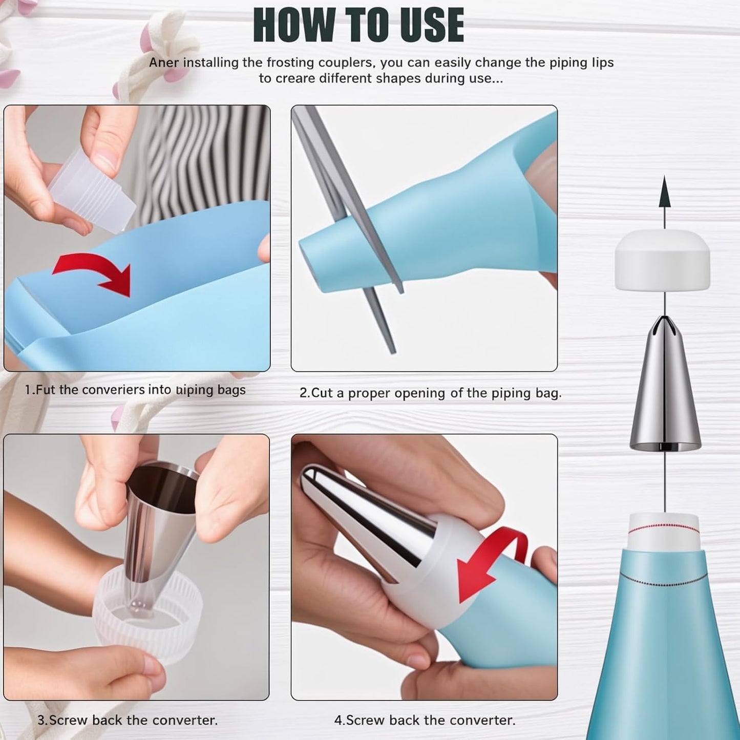 Cake Decorating Tools Supplies Kit - 82Pcs Baking Accessories with Turntable Stand Leveler 12 Piping Tips 52 Bags Icing Comb Scrapers Spatulas Cupcake Cookie Frosting Fondant Bakery Set for Beginners