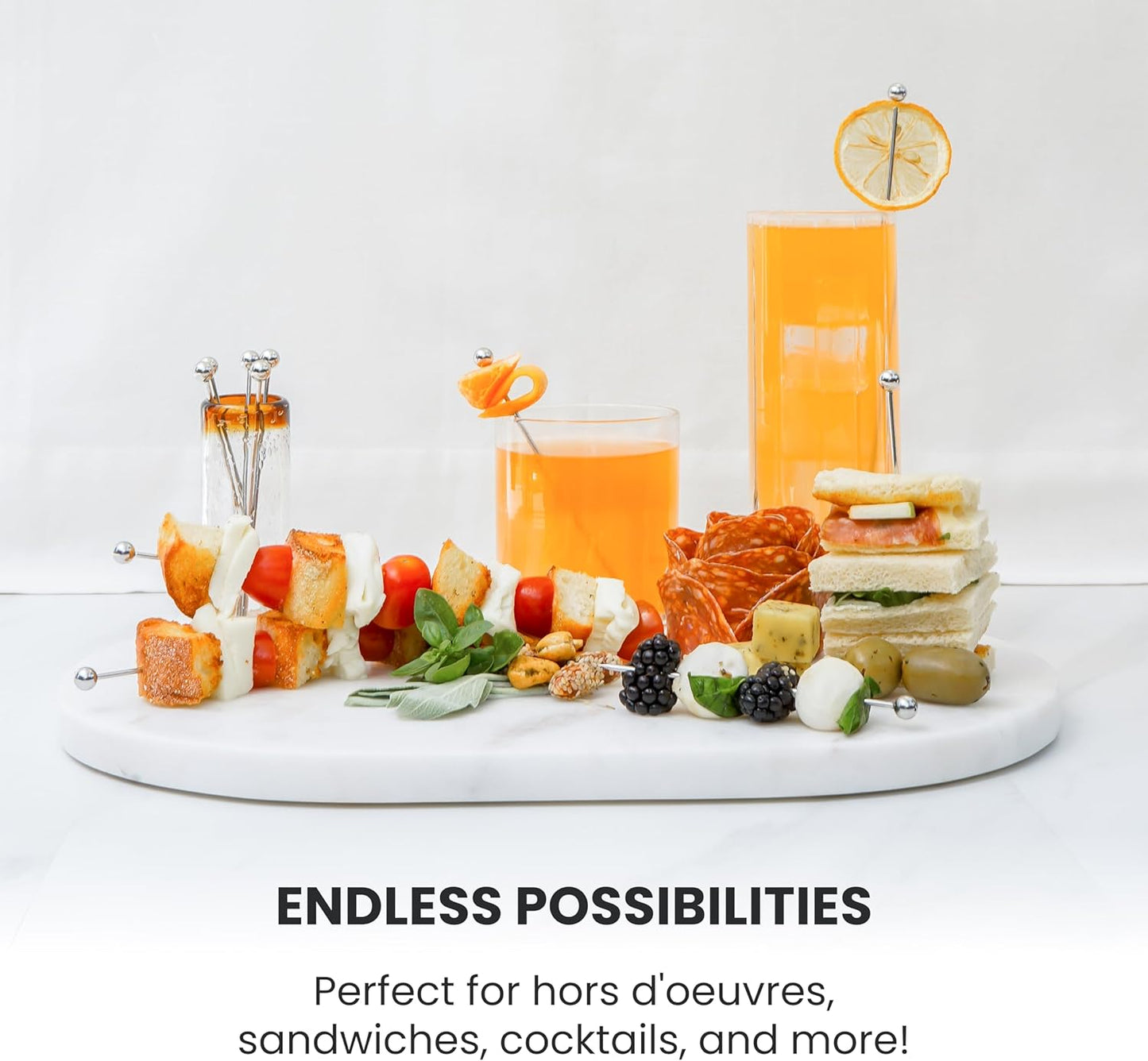 A Bar Above Gold Cocktail Picks, 8 Inch Long Reusable Garnish Skewers for Drinks and Appetizers, Metal Stir Sticks for Cocktails, Premium Bar Tools for Olives, Shrimp, Fruit, and Bloody Marys