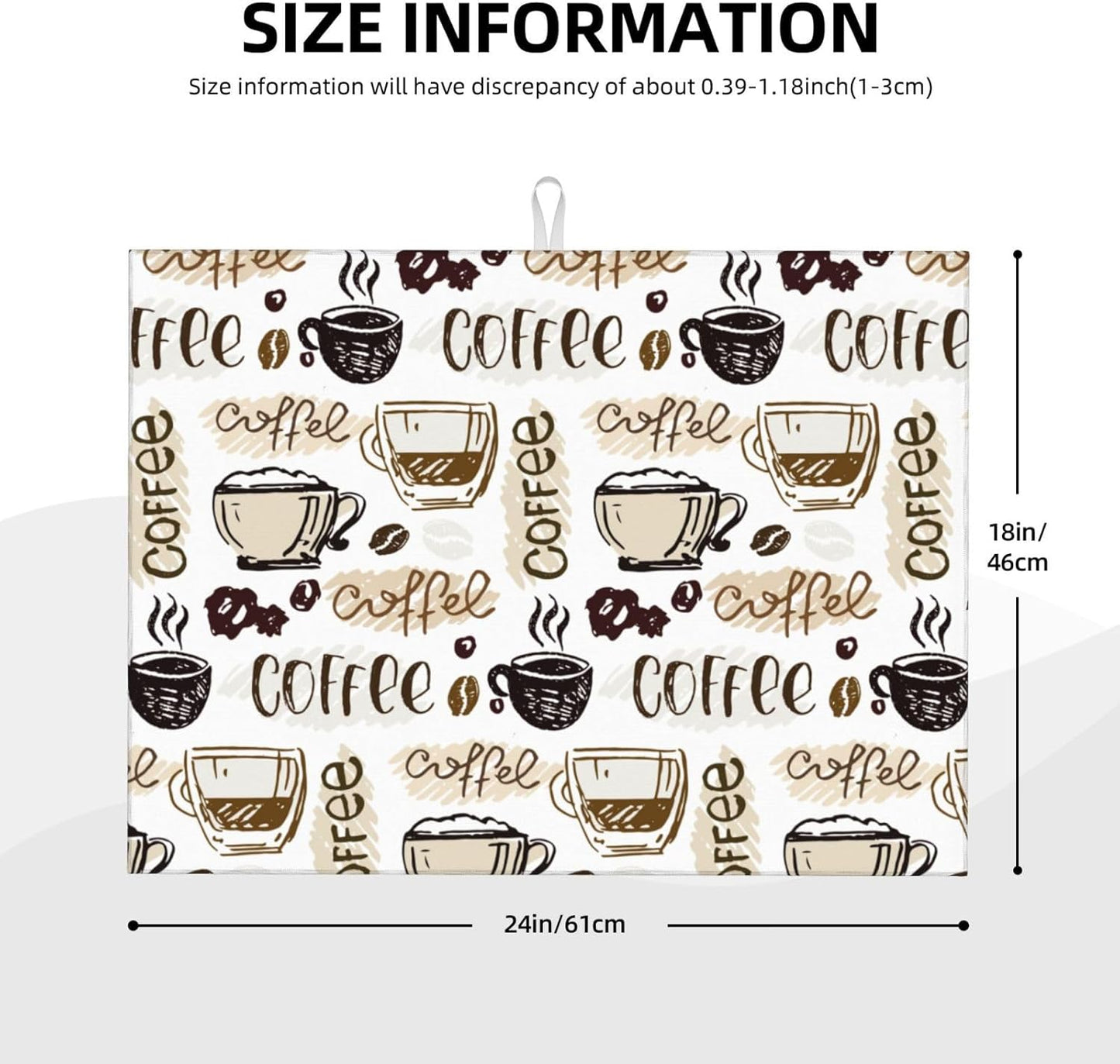 Coffee Dish Drying Mat 18 x 24 Inch, Coffee Drying Mat Absorbent Reversible Microfiber Coffee Kitchen Mat Dish Rack Pad Dish Drainer Mat Brown Coffee Mat for Kitchen Counter Coffee Bar