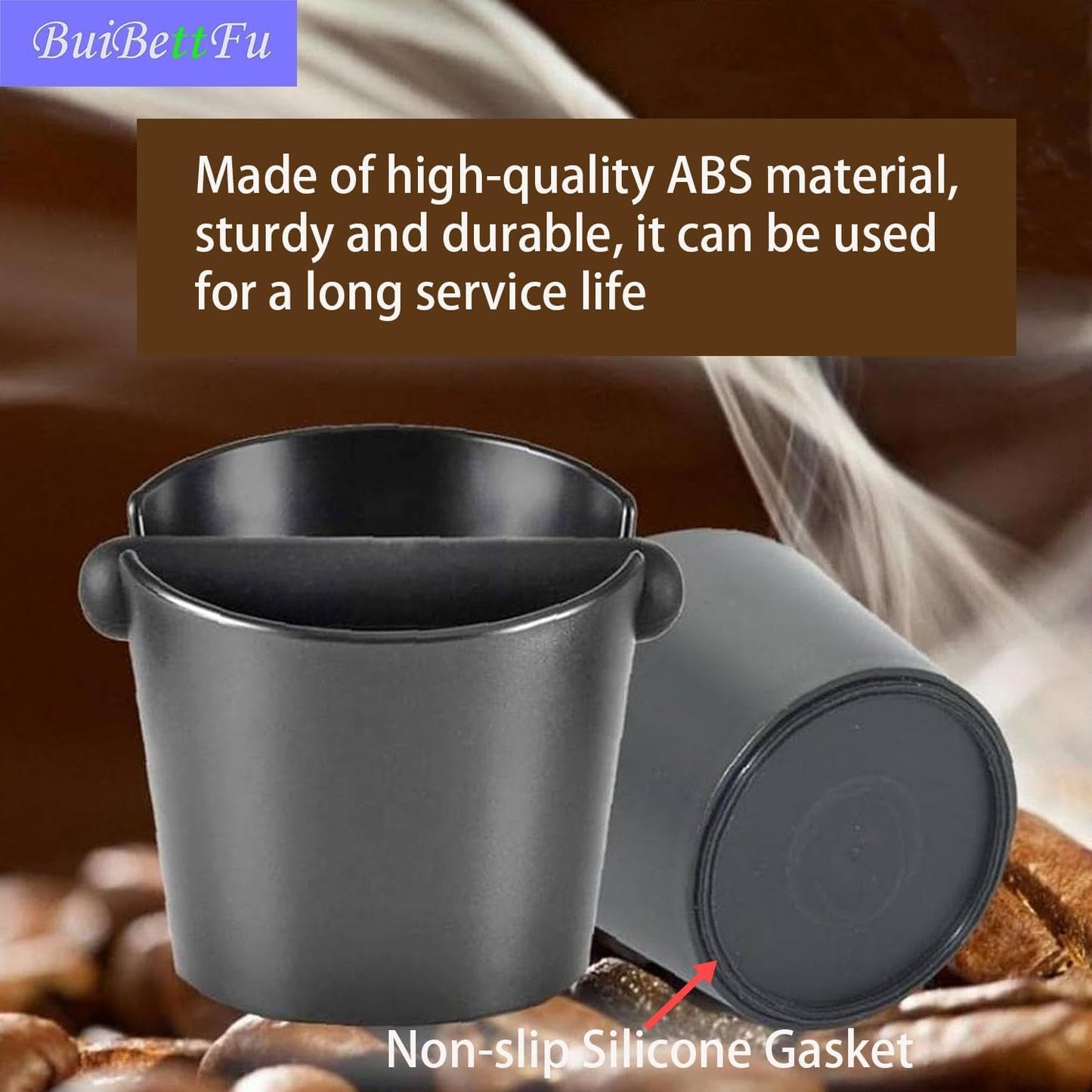 6.3 Inch Coffee Knock Box Shock-Absorbent Durable Barista Style Knock Box With Removable Knock Bar and Non-Slip Base Gift (L-Black)