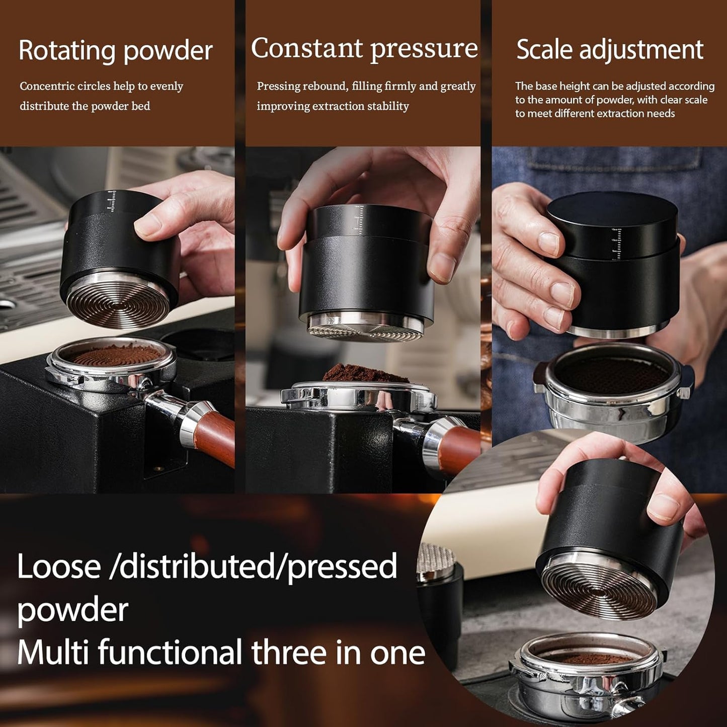 58MM Espresso Tools - Professional WDT Tool, Coffee Distributor & Tamper with 3-in-1 Design, 304 Stainless Steel Barista Essentials for Home Coffee Brewing, Beginner-Friendly Accessories