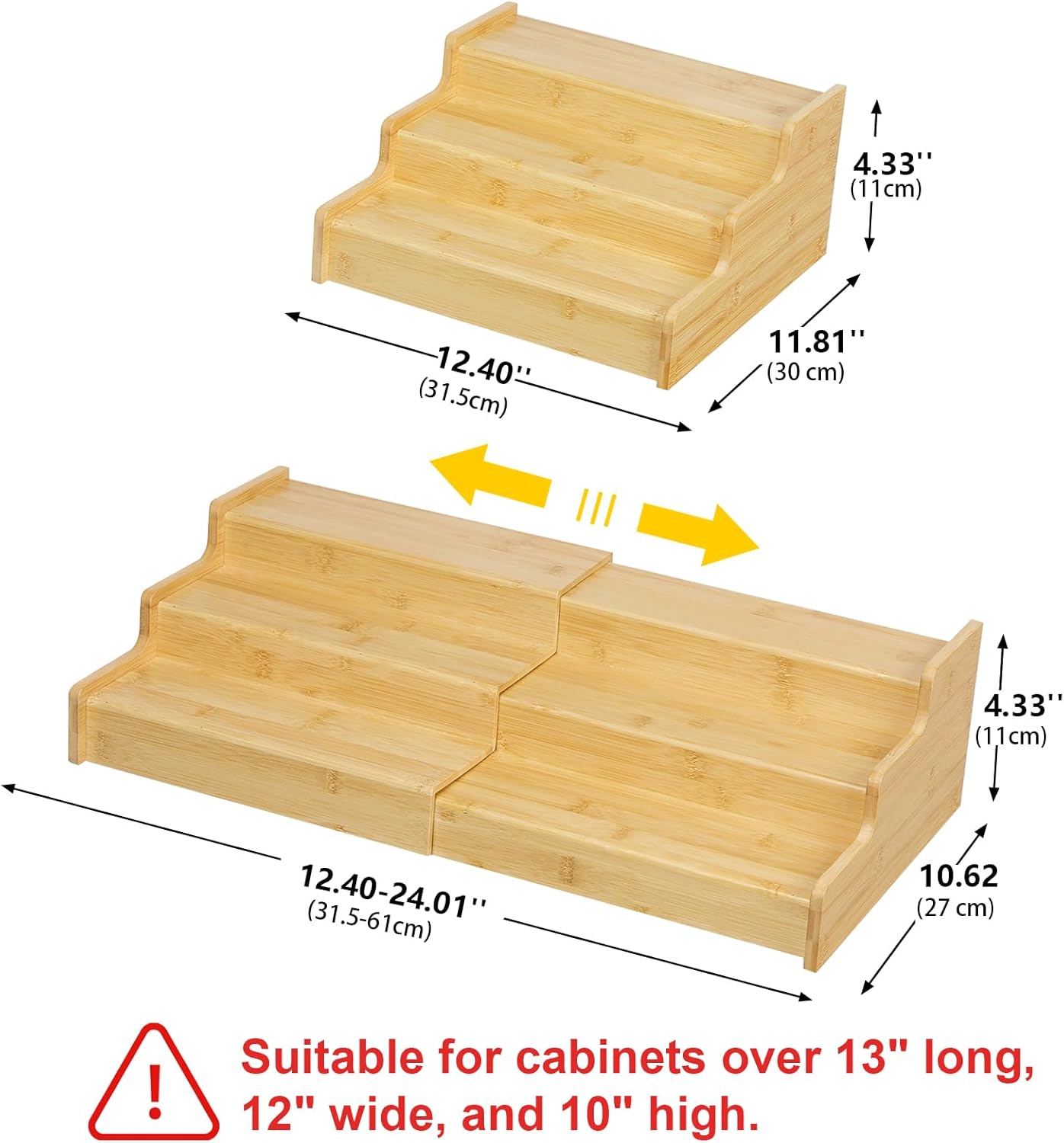 3-Tier Expandable Bamboo Mug Holder For Countertop Coffee Cup Holder Display Mug Organizer Mug Rack for Coffee Bar Organizer Mug Shelf for Cabinet for Kitchen, Home