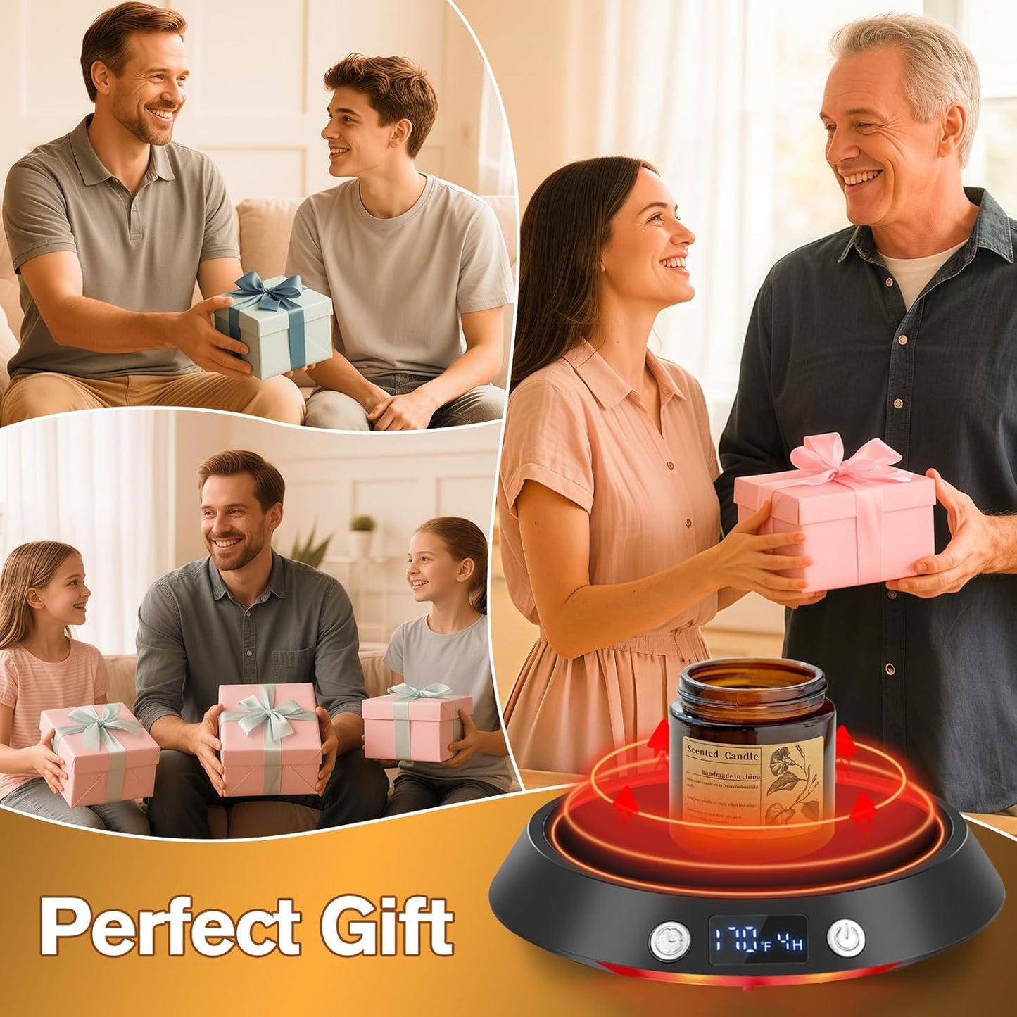 Coffee Mug Warmer - 55W Electric Coffee Warmer for Desk 3 Temp Settings & 2-9 Timer Smart Cup Warmer for Desk Candle Warmer Plate with LED Lights Beverage Tea Milk Warmer for Home & Office