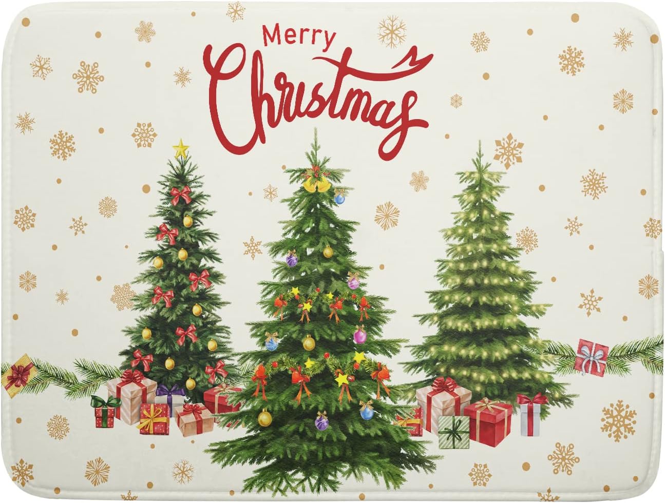 Merry Christmas Dish Drying Mats for Kitchen Counter 16x18 Inch Christmas Tree Dish Drainer Mats Dry Pad Xmas Forest Drying Mat for Dish Christmas Decorations for Kitchen Countertop Tableware Decor