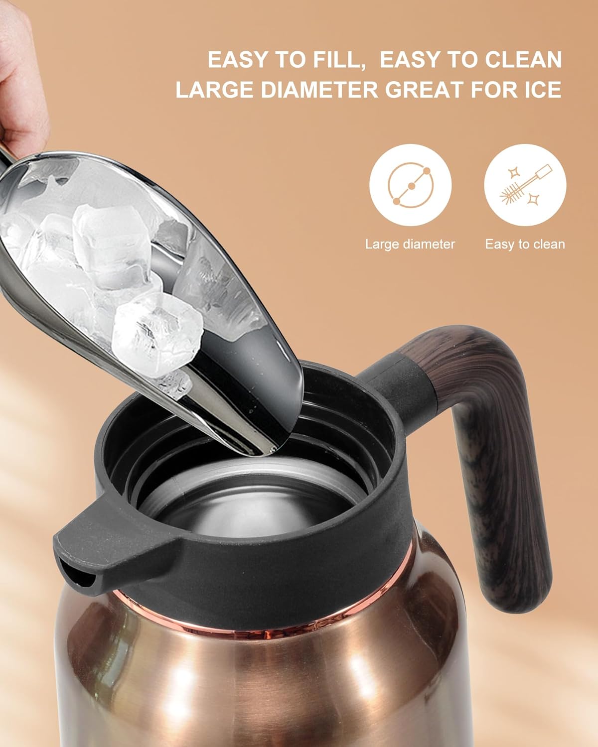 51 Oz Carafes for Hot Liquid, Stainless Steel Insulated Vacuum Thermal Coffee Carafes For Keeping Hot, 1.5 Liter Coffee Dispenser(Gold/Gold)