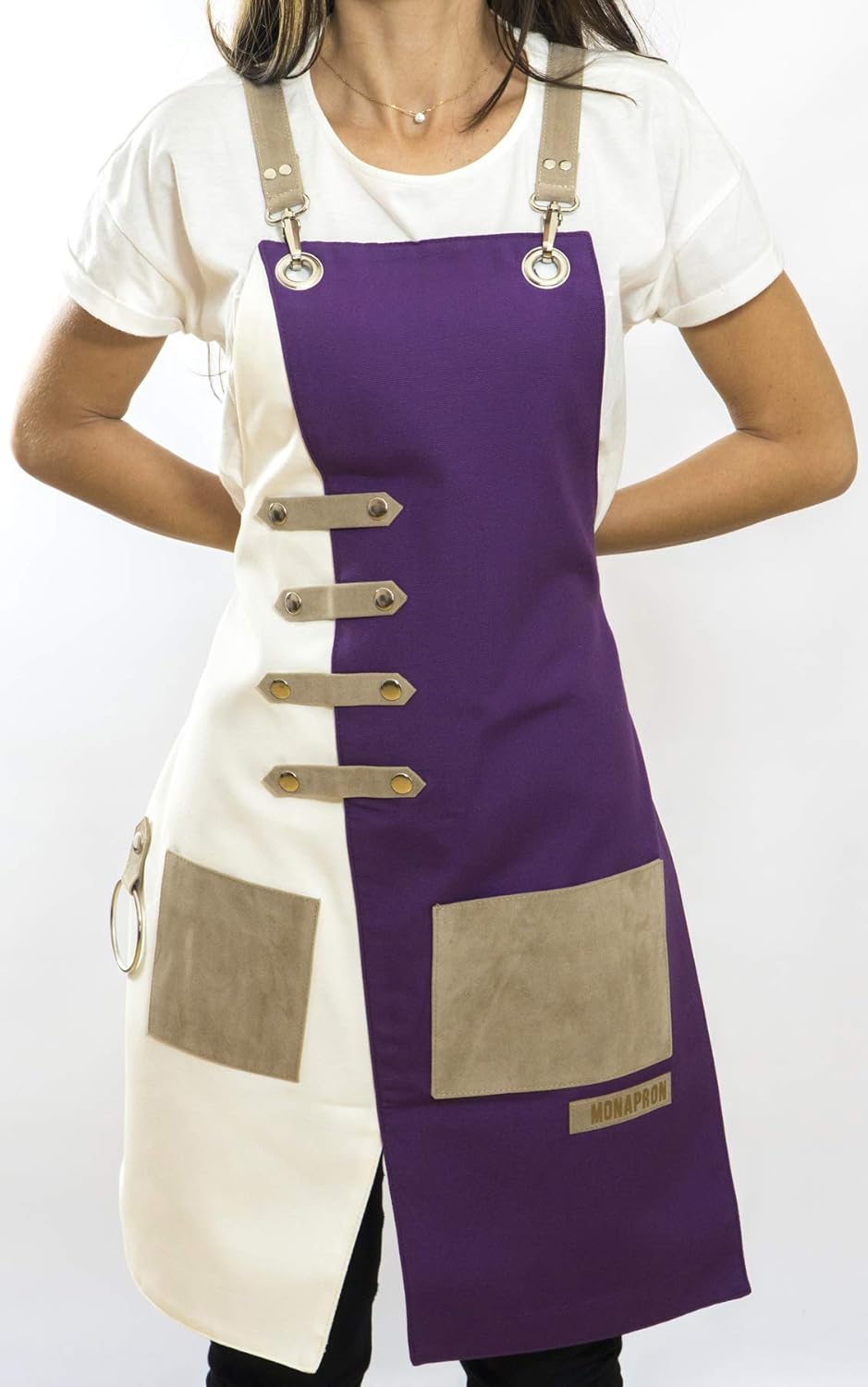 Apron for Women and Men Waterproof Canvas Extra Pocket for Chef Barista Gardening BBQ Grilling Crossback Unisex