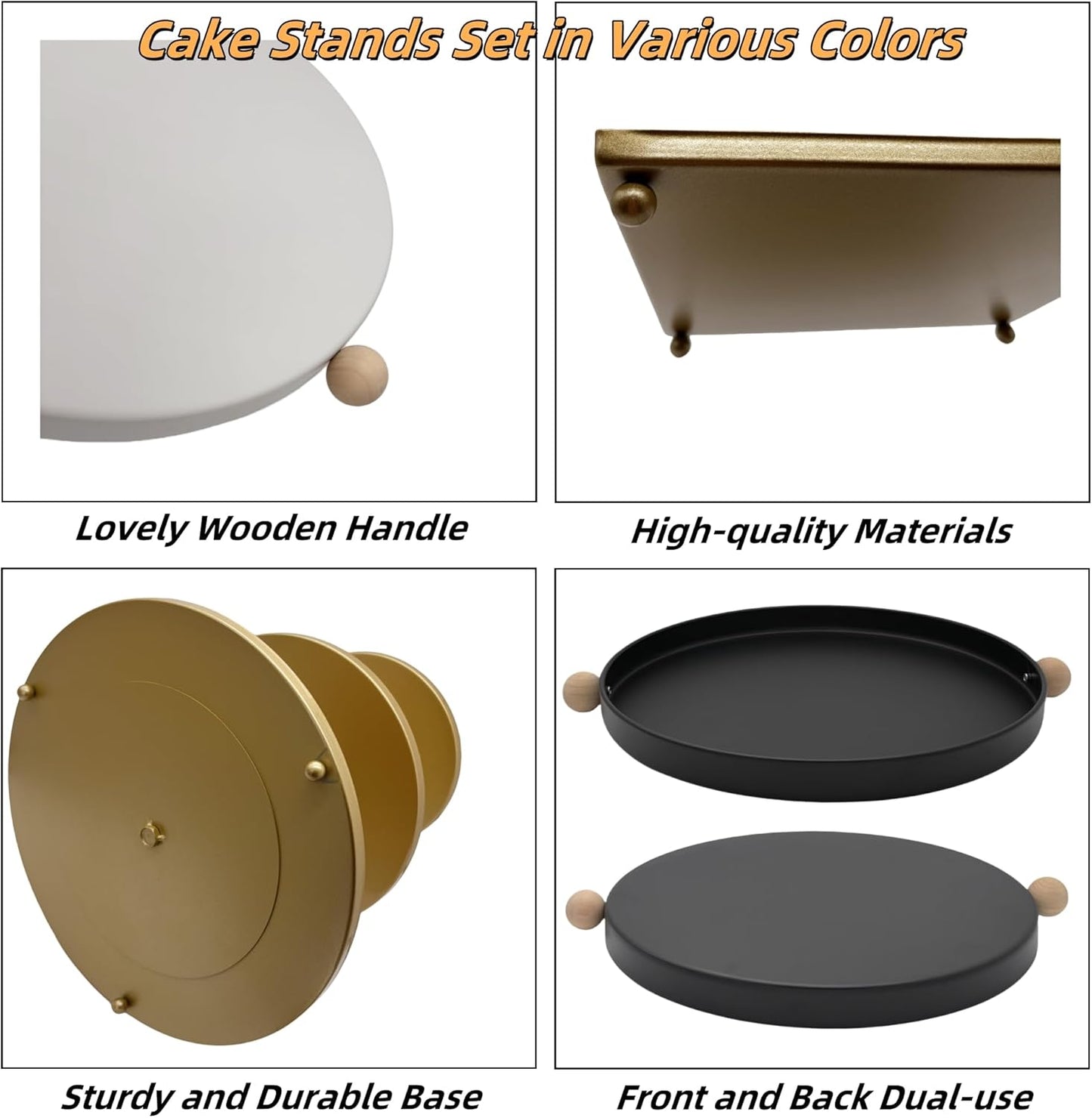 Set of 7 Black Cake Stands Metal Dessert Display Holder Round 3 Tier Cupcake Stand Serving Tray Platter Cake Pedestal Stand for Party Weddings Birthday Baby Showers Anniversary