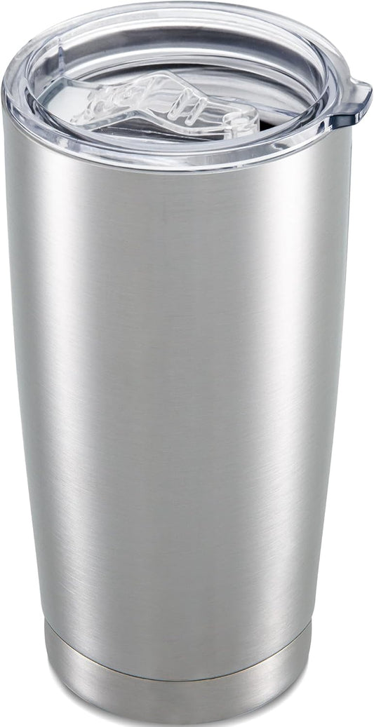 20 oz Tumbler with Lid Stainless Steel Double Wall Vacuum Insulated Tumblers Powder Coated Cups Travel Mug Keep Drinks Cold and Hot, Stainless Steel