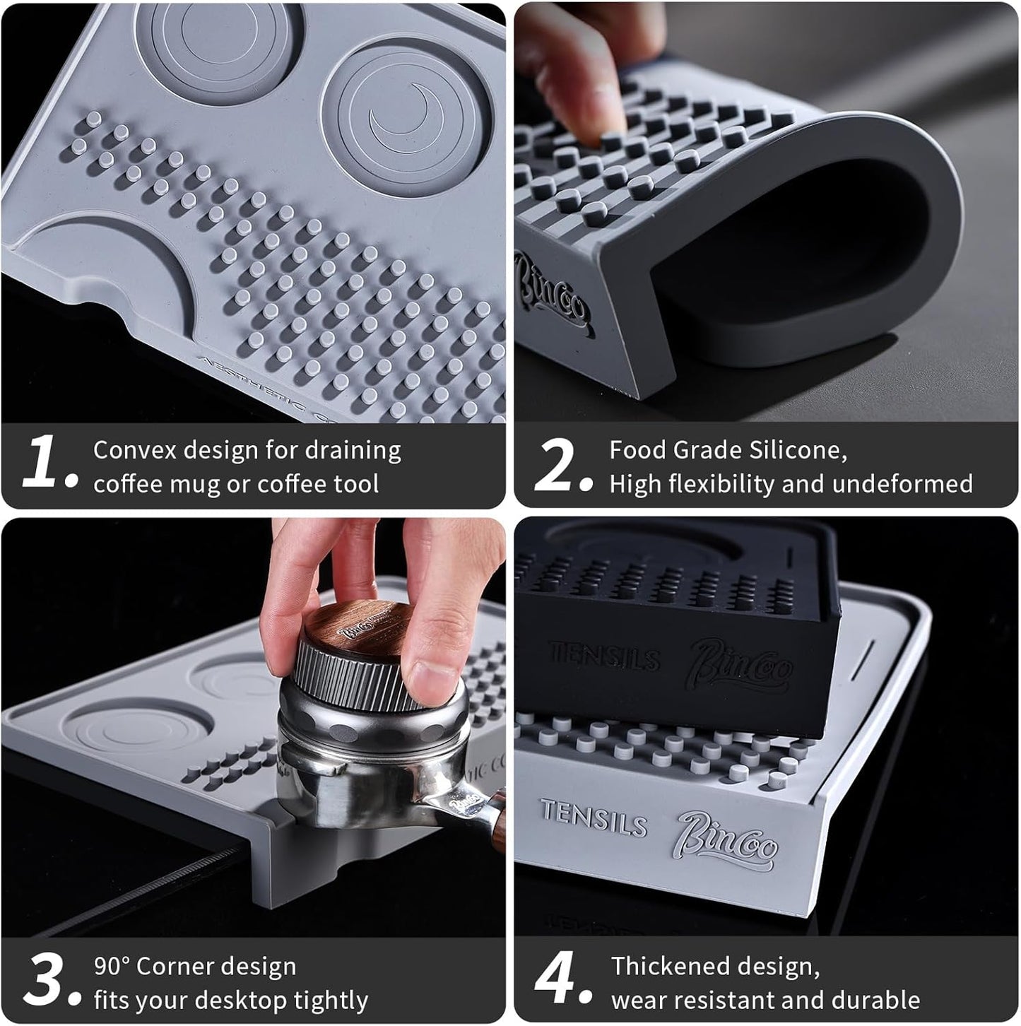 Espresso Tamping Mat for Counter, Ultra Thick Silicone Tamper Mat Coffee Bar Mat,Espresso Mat for Countertops,Fits for Baristas Home Kitchen Bar