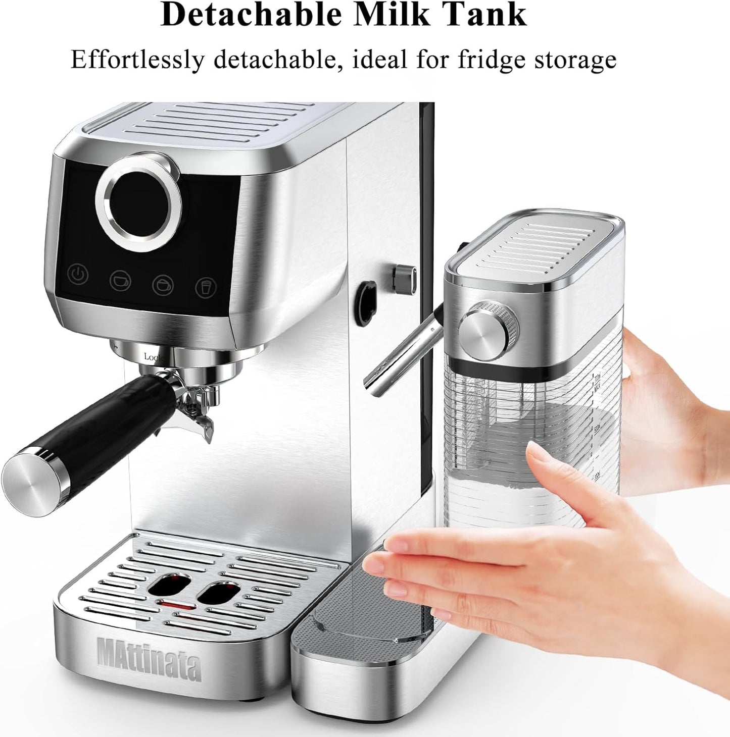 Cappuccino Coffee Machine, Espresso Machine Touchscreen Control with Auto Milk Frother, Stainless Steel Espresso Maker 20 Bar, Latte Coffee Maker with for Home, Office with Timer