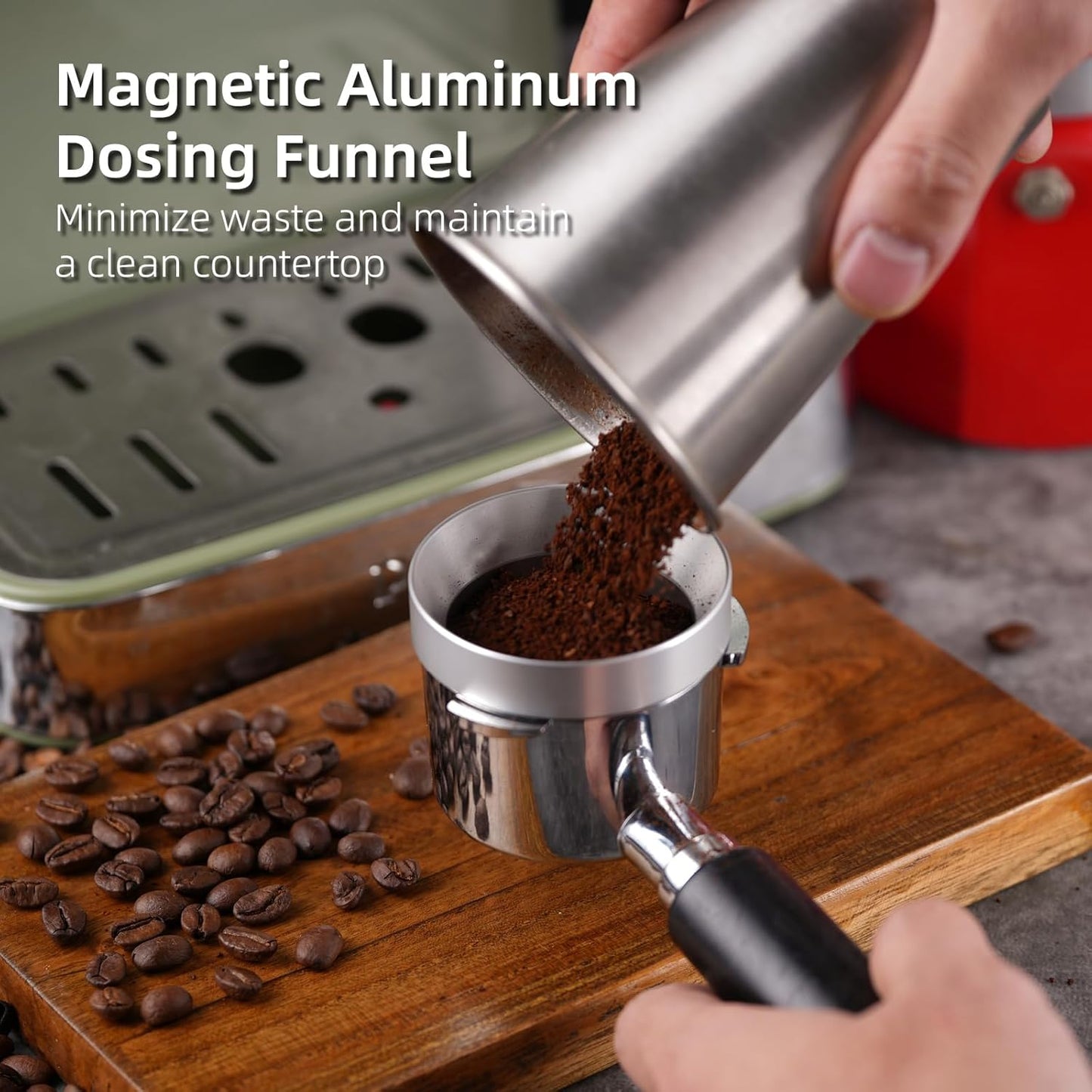 58mm Espresso Accessories Kit,316 Stainless Steel WDT Tool Espresso,Dosing Funnel and Puck Screen Set，Espresso Distribution Tool,Espresso Coffee Stirrer for Barista