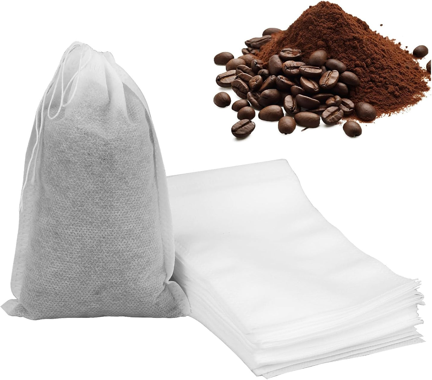 50 Pcs No Mess Cold Brew Bags 6x10 inch Coffee Bags Disposable Filter Bag Brewing Fine Mesh Drawstring Pouches for Coffee Grounds Ice Tea Spice