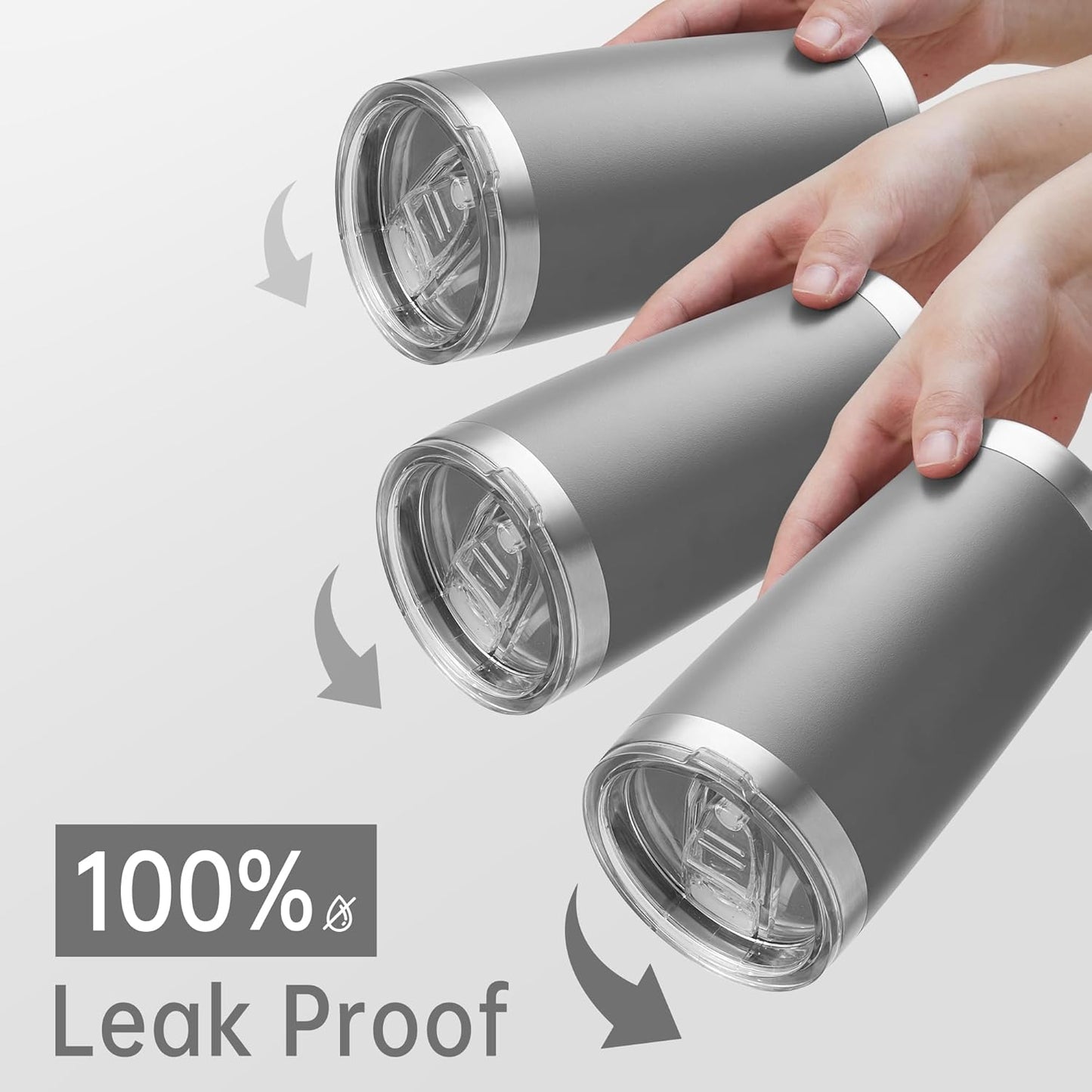 20 oz Tumblers Bulk Stainless Steel Tumbler with Lid Double Wall Vacuum Insulated Coffee Mug 20oz Powder Coated Cup for Hot and Cold Drinks, Gray, 6 pack