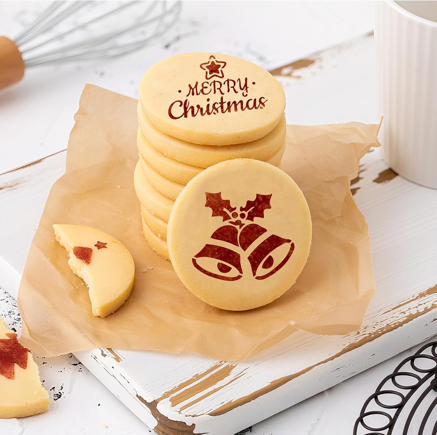 JULBEAR 36 Pieces Reusable Cookie Cake Stencils, Templates Mold Tools for Christmas Halloween Thanksgiving Cookies Baking Painting Dessert Coffee DIY Party Decoration