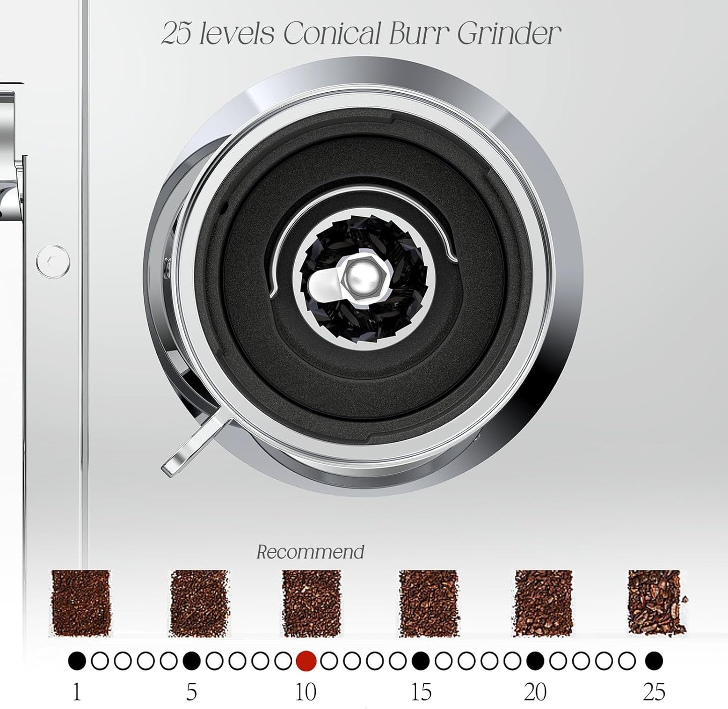 Espresso Machine with Grinder, 58mm Dual-Boiler Semi-Commercia Coffee Maker 20 Bar Professional with Milk Frother Steam Wand for Cappuccino, Barista LCD Display for Home, Stainless Steel