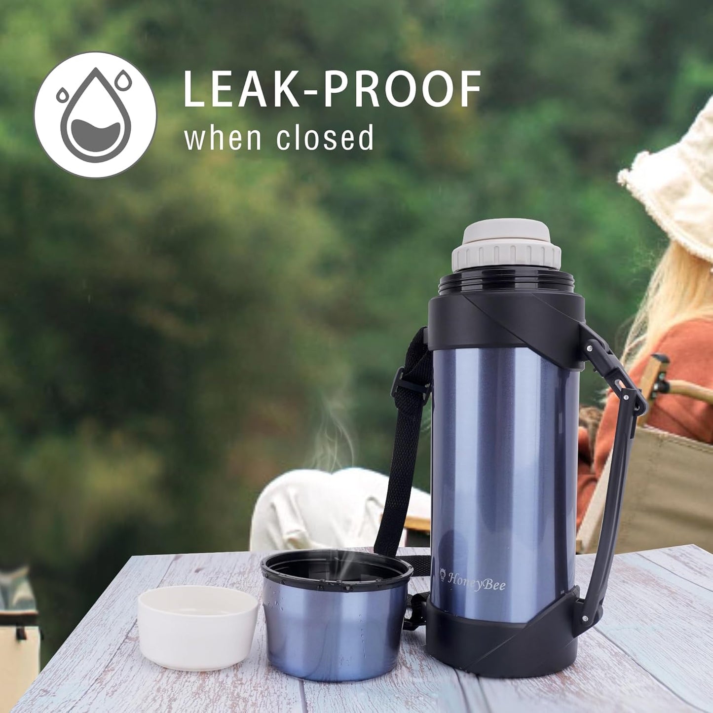 HoneyBee Insulated Water Bottle41 Ounce For Hot & Cold Drink, 18/8 Stainless Steel Vacuum Insulation BPA Free, Travel Keep Liquid Hot For 24 Hours (Starry Blue)…