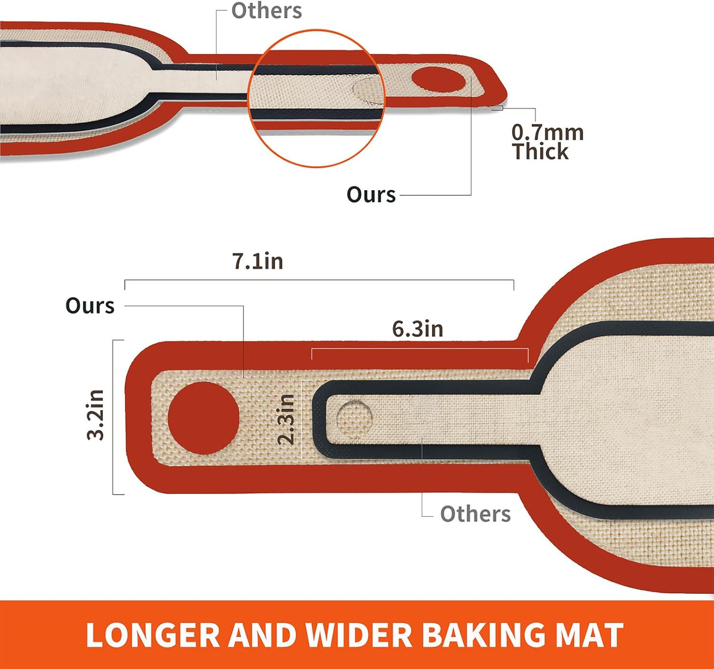Silicone Bread Sling Dutch Oven Liner, Non-Stick & Easy Clean Reusable Oval Silicone Bread Sling Baking Mat, Easy to Transfer Sourdough Bread - 2 Red Set