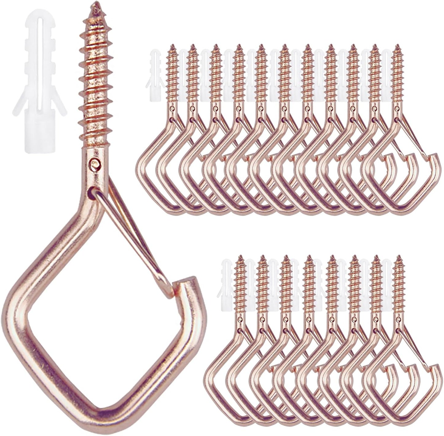 20PCS Eye Screw Hooks for Hanging Heavy Duty with Safety Buckle.Metal Ceiling Hooks for Hanging Plants,Cup,Wind Chime,Bird Feeders,String Lights at Indoor&Outdoor,2.36 Inch(No Drill Bit)