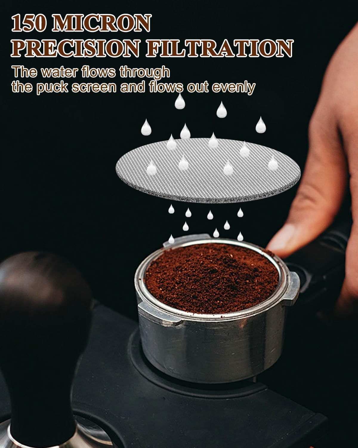 53.5mm Puck Screen, Espresso Filter Screen Premium 316 Stainless Steel Reusable Filter 2 Pack - 1.7mm Thickness 150μm